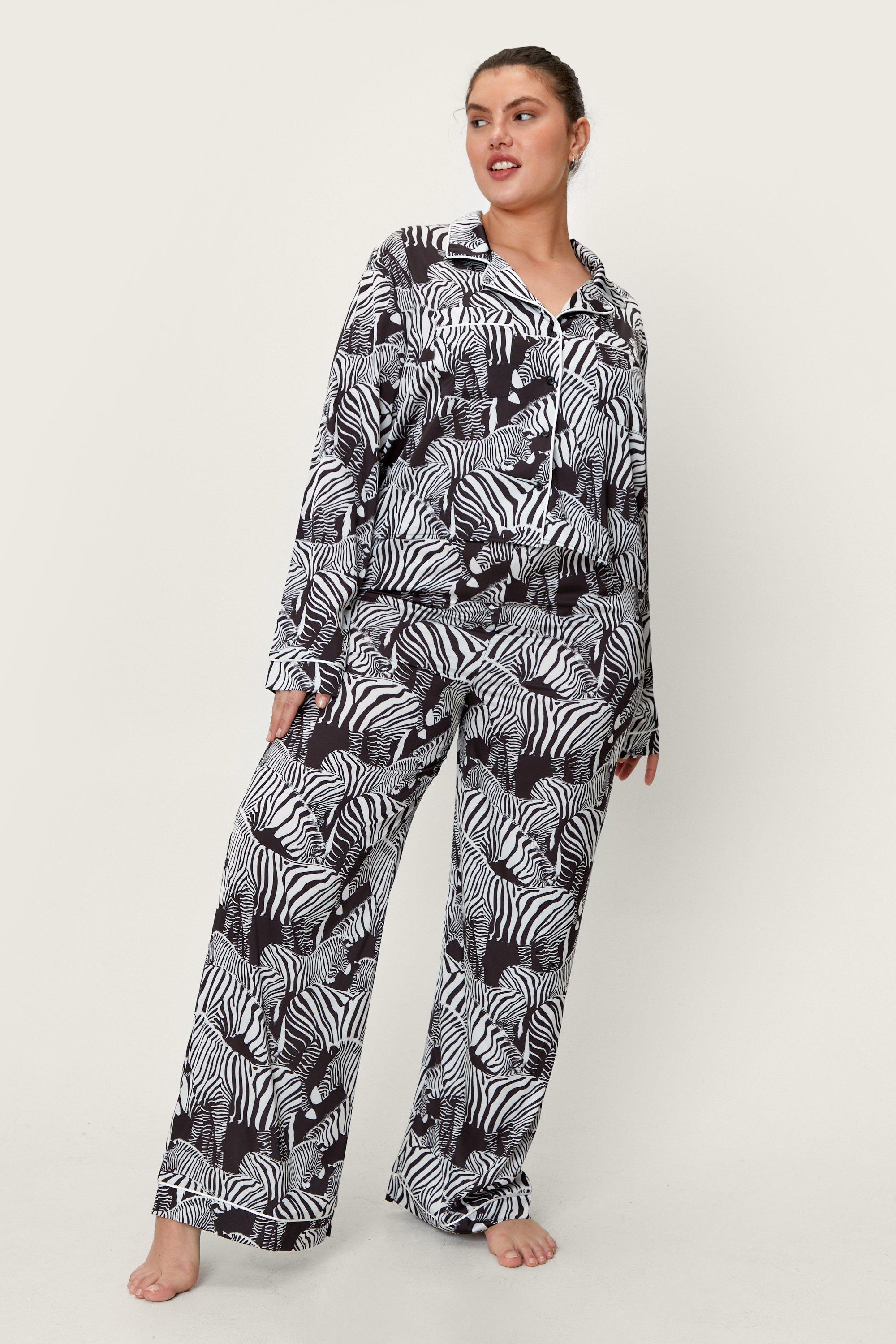 Plus Size Zebra Design Pajama Set