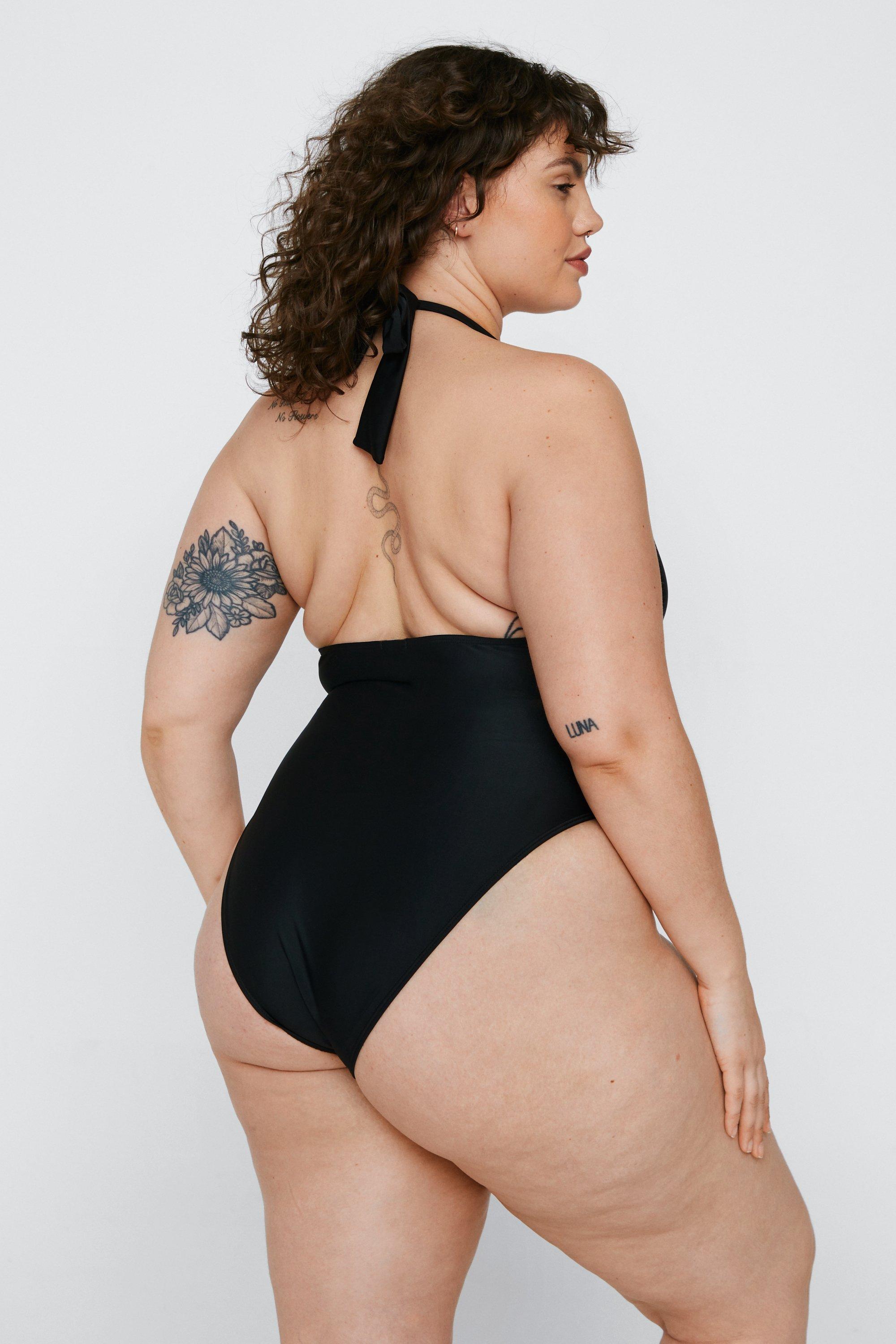 Plus size hot sale plunge swimsuit