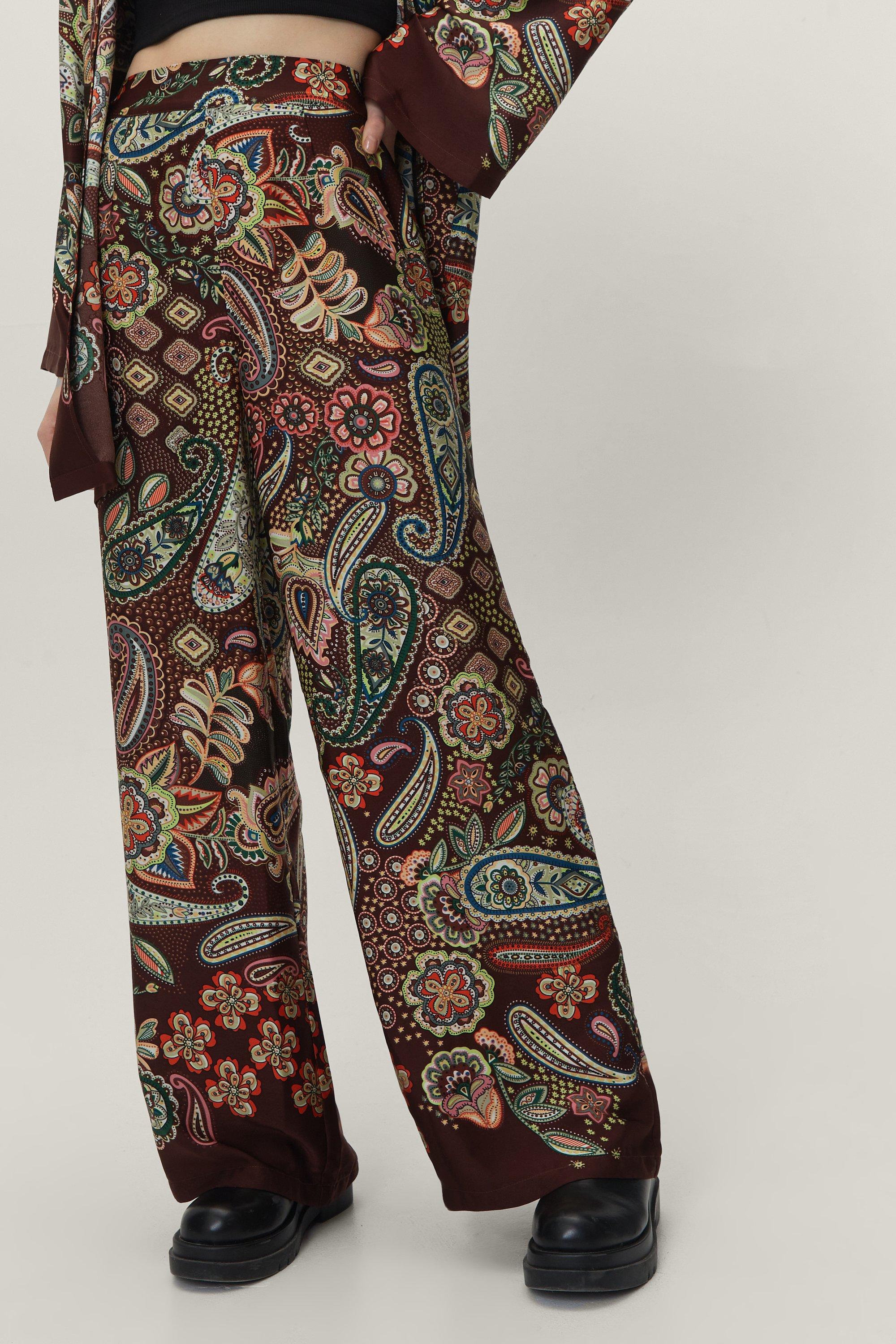 Paisley wide leg clearance pants