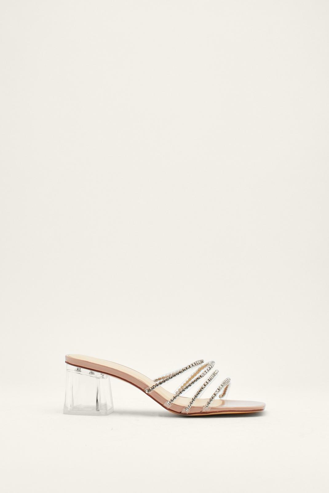 Nude Diamante Clear Strap Mules image number 1