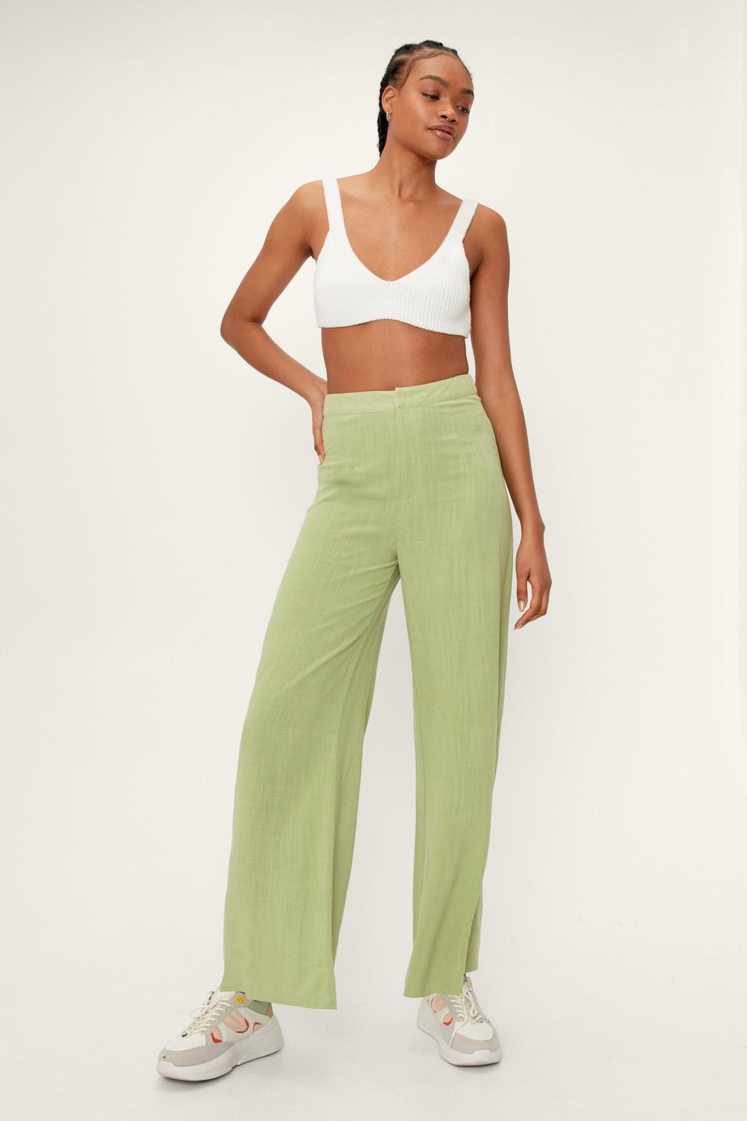 Linen High Waisted Wide Leg Pants image number 1