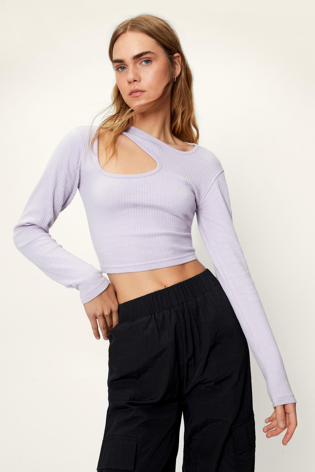Lilac Cut Out Long Sleeve Top image number 1