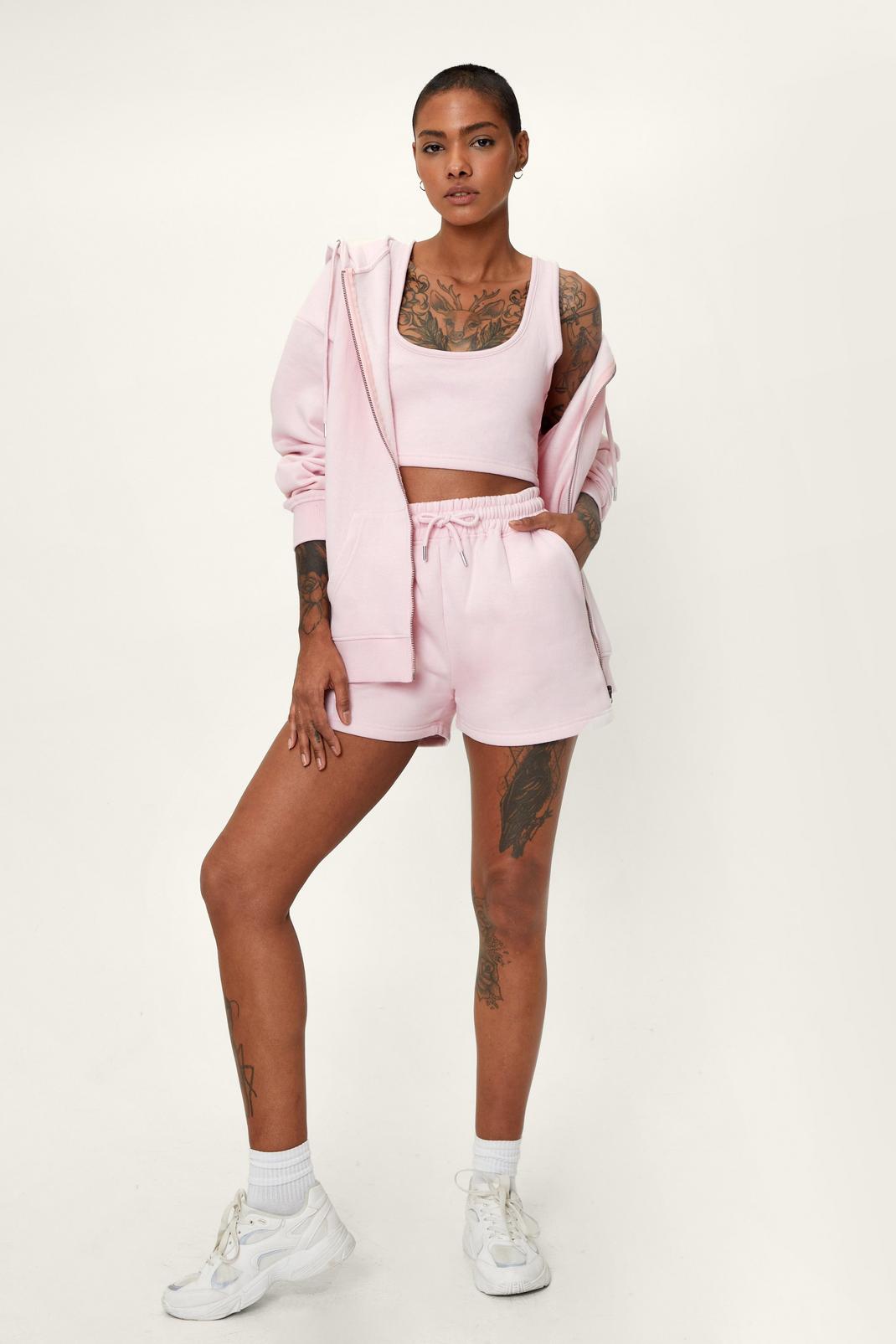 Lilac Shorts Crop Top and Hoodie 3 Piece Set image number 1