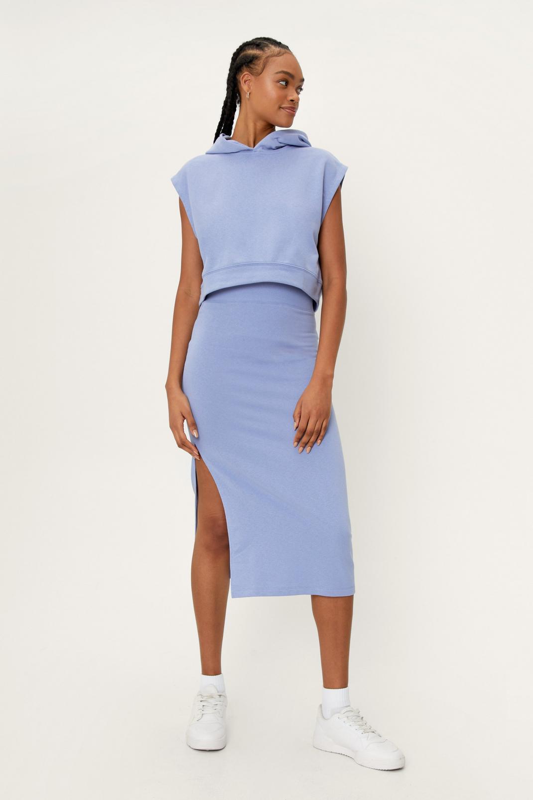 Blue Soft Jersey Bodycon Midi Skirt image number 1