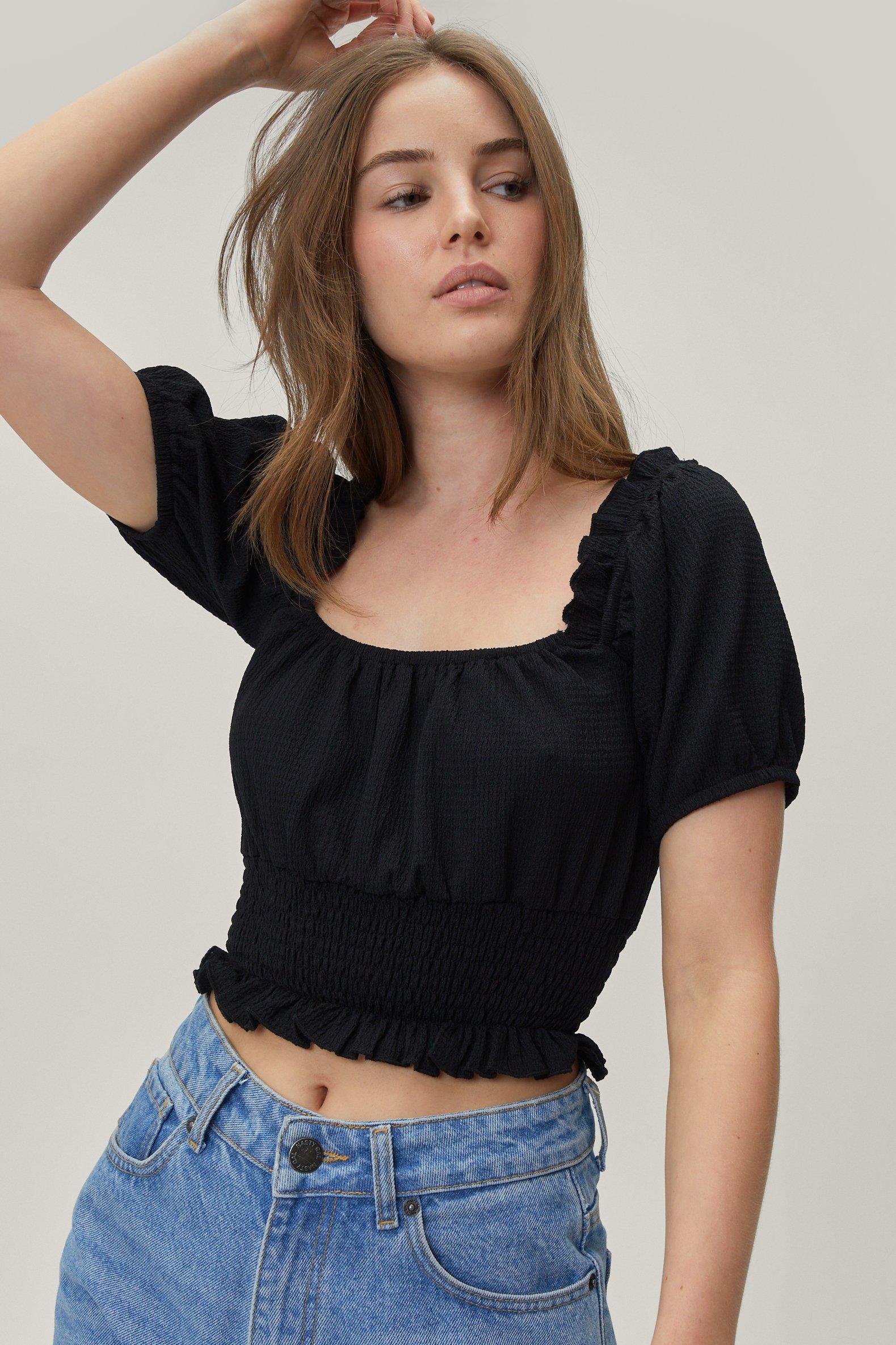 puff sleeve short sleeve top