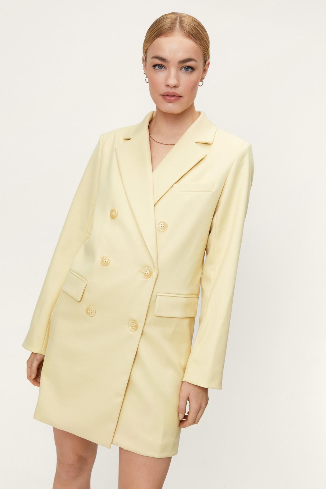 Mini robe blazer oversize à double boutonnage, Butter image number 1