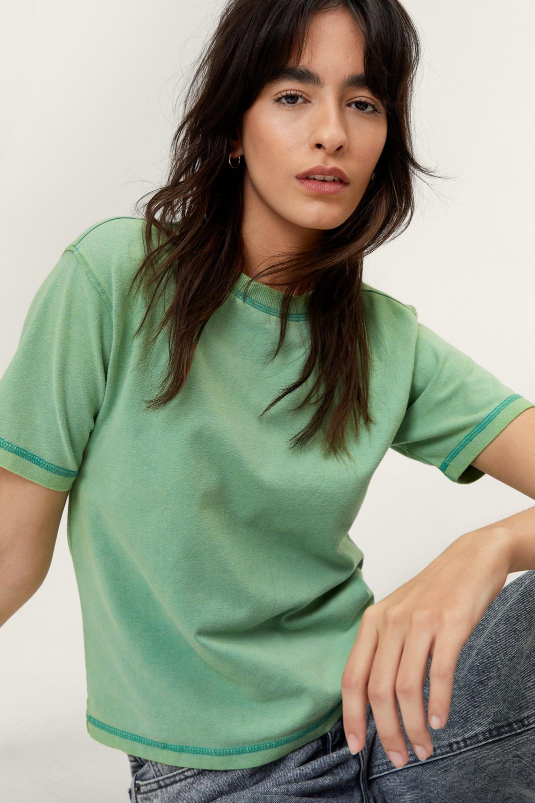Green Overdyed Short Sleeve T-Shirt image number 1