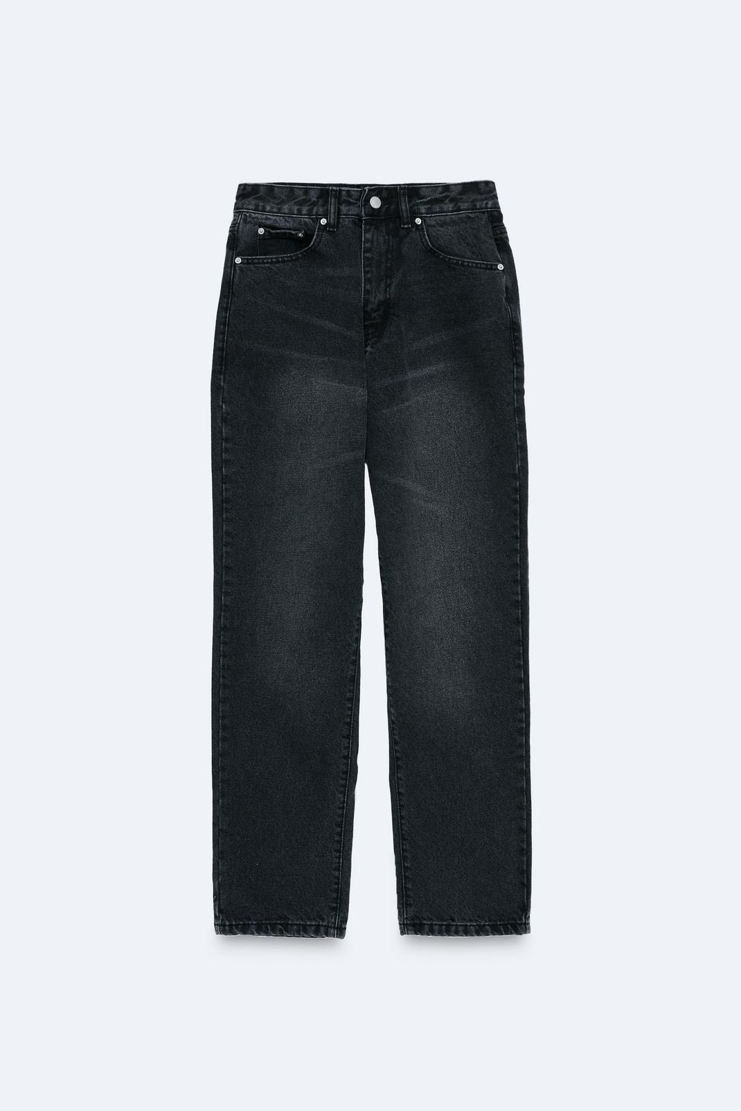 Washed black Cotton Straight Leg Denim Jeans image number 1