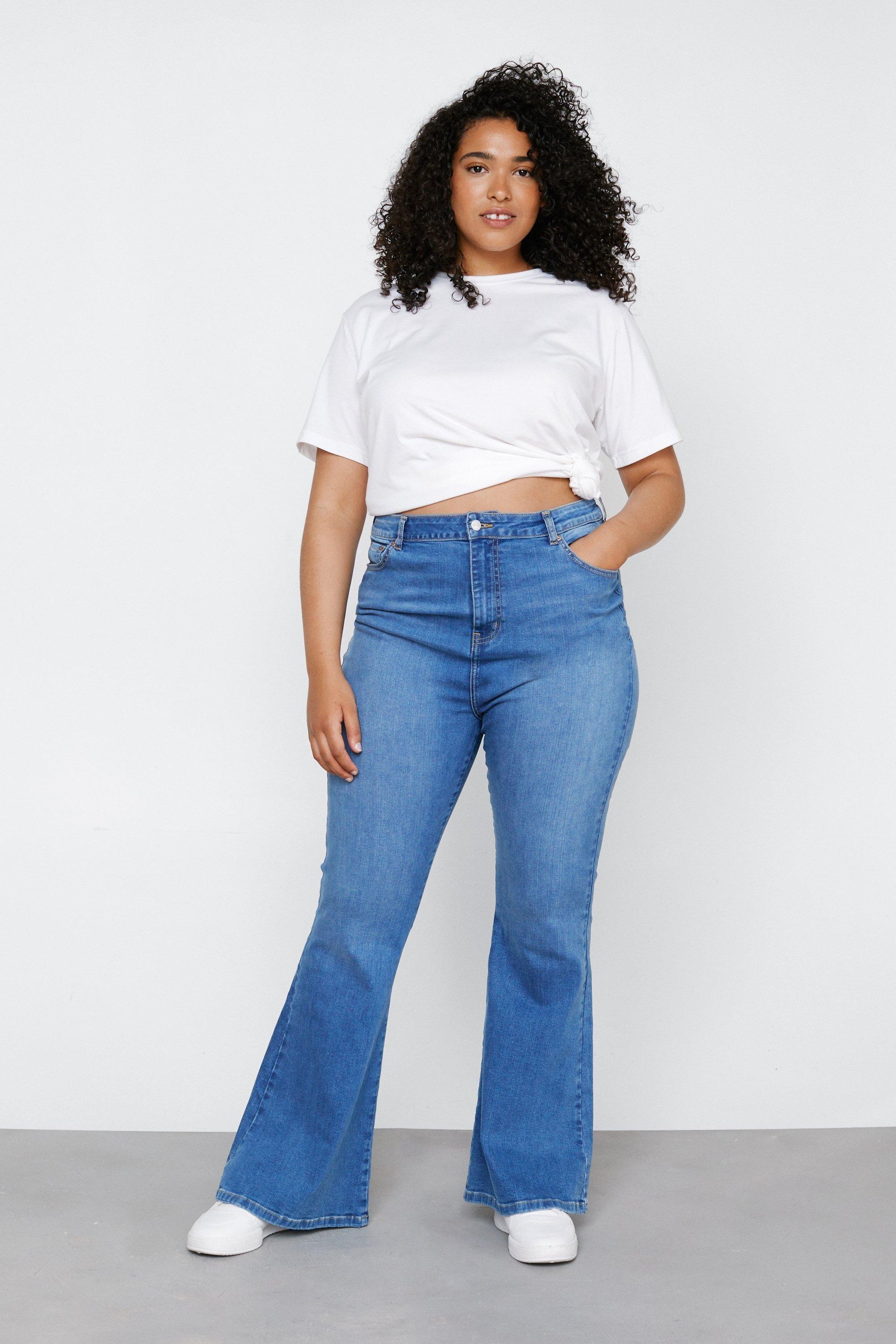 denim flared trousers