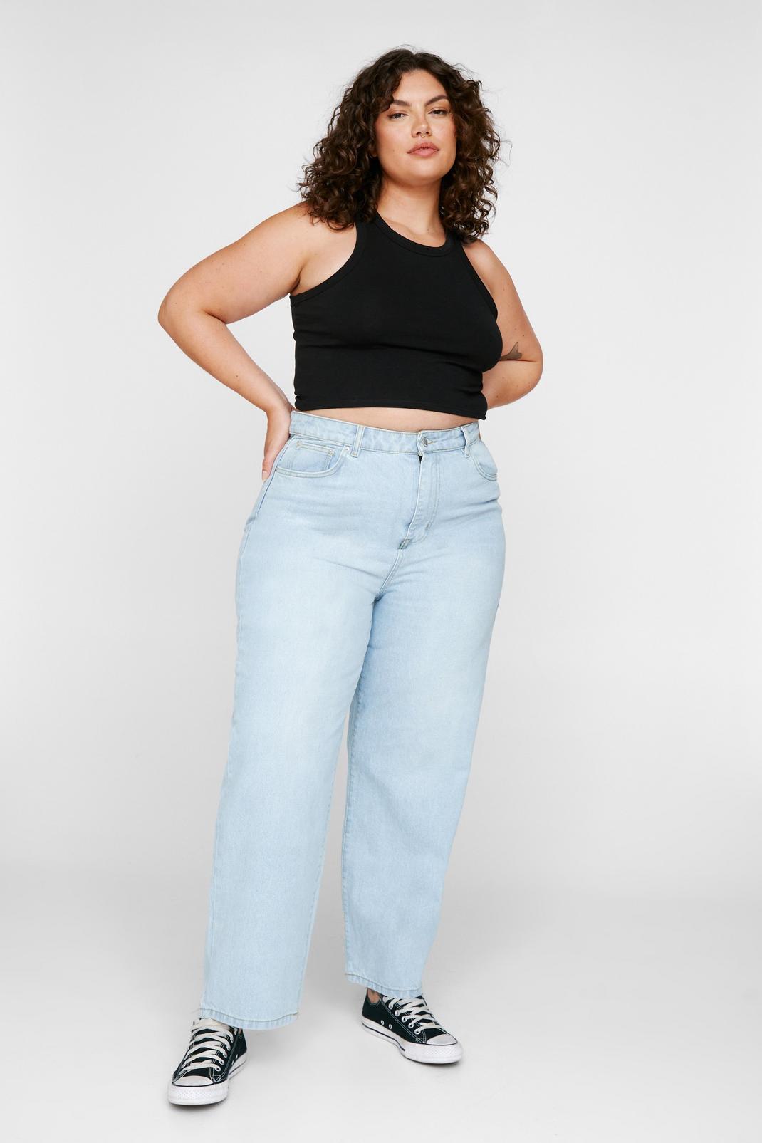 Grande taille - Jean mom taille haute, Super pale wash image number 1