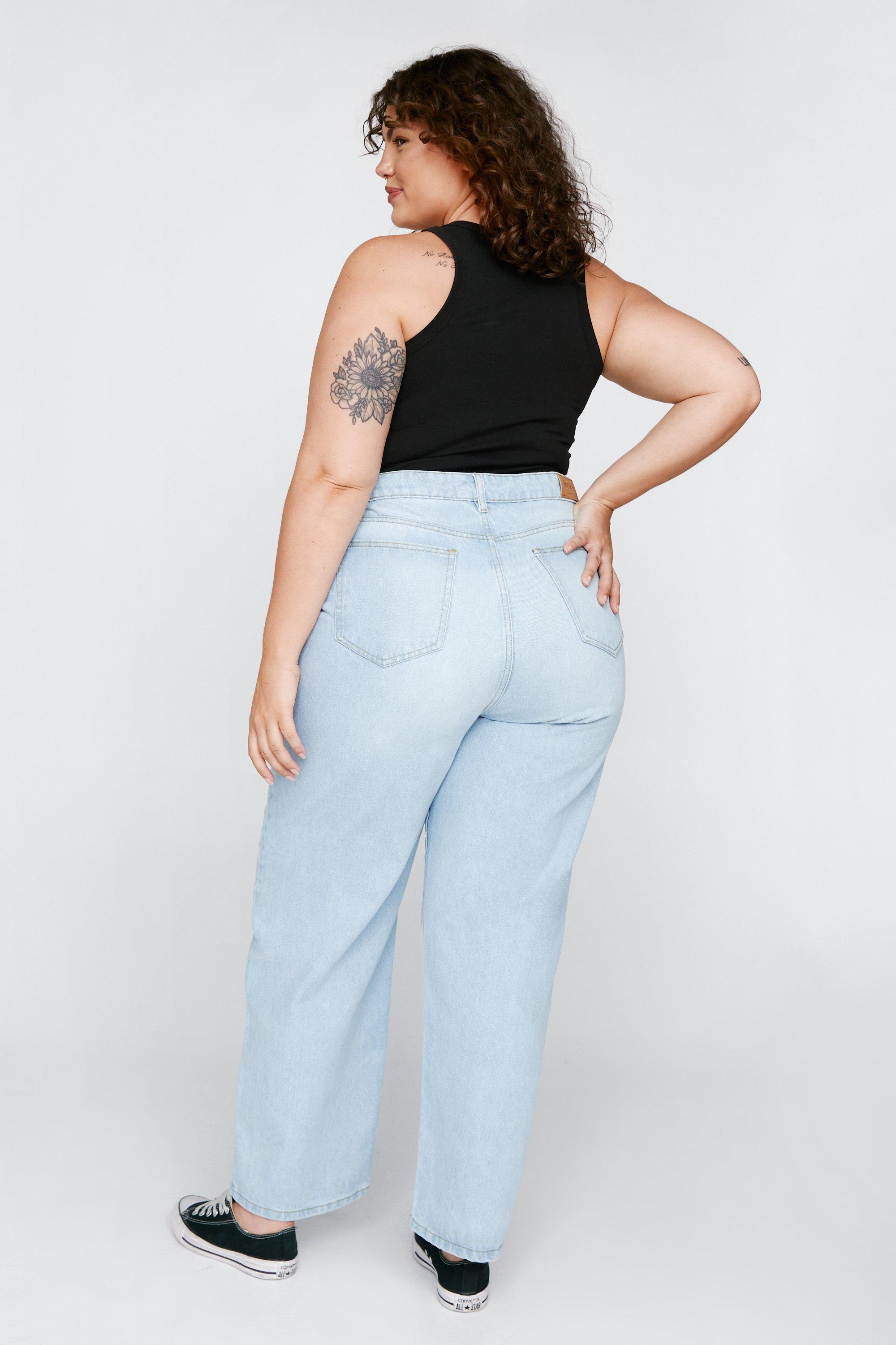 Plus Mid Washed Mom Jeans, Plus Size