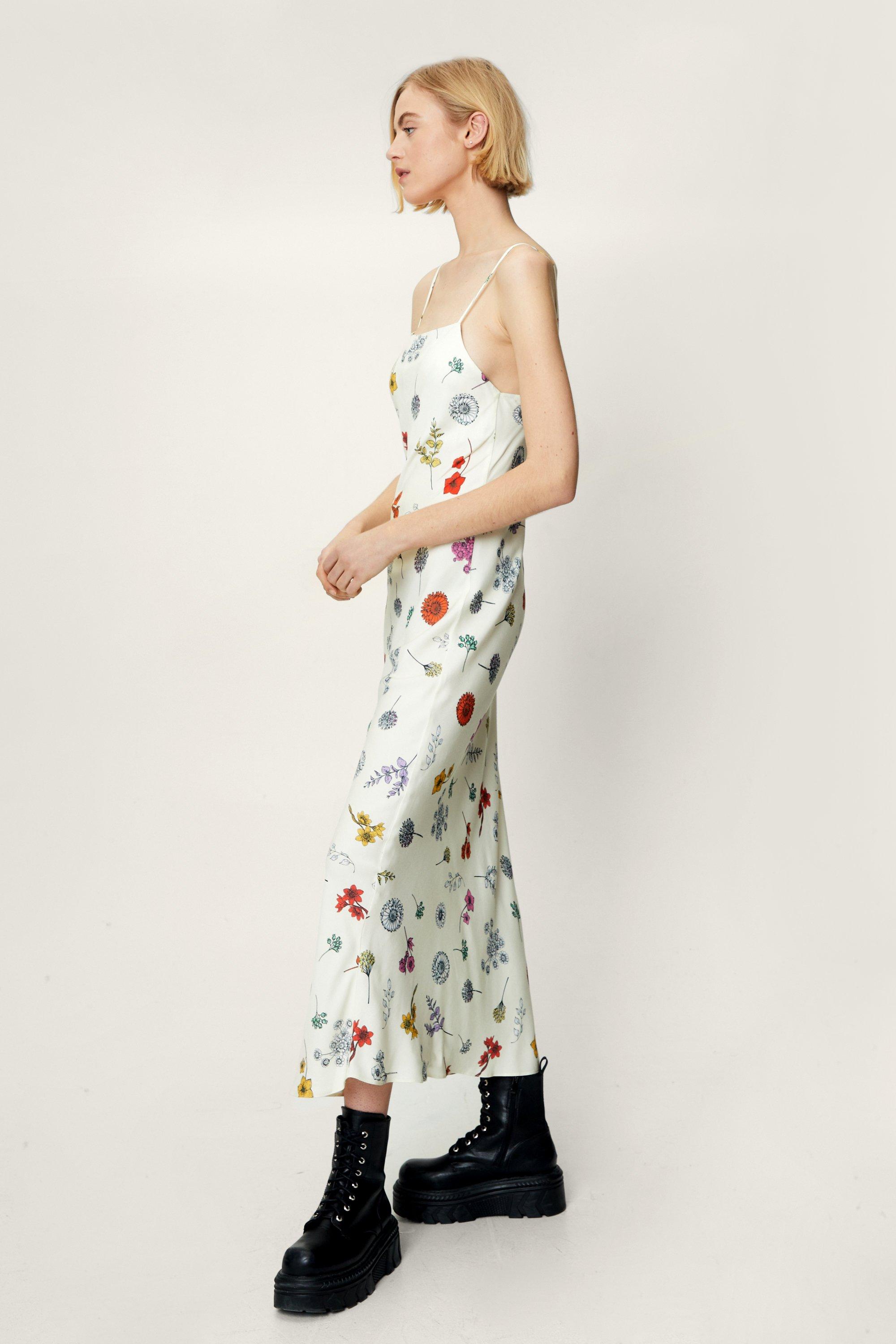 Wild Flowers Printed Tie-Strap Cami Midi Dress - Retro, Indie and Unique  Fashion