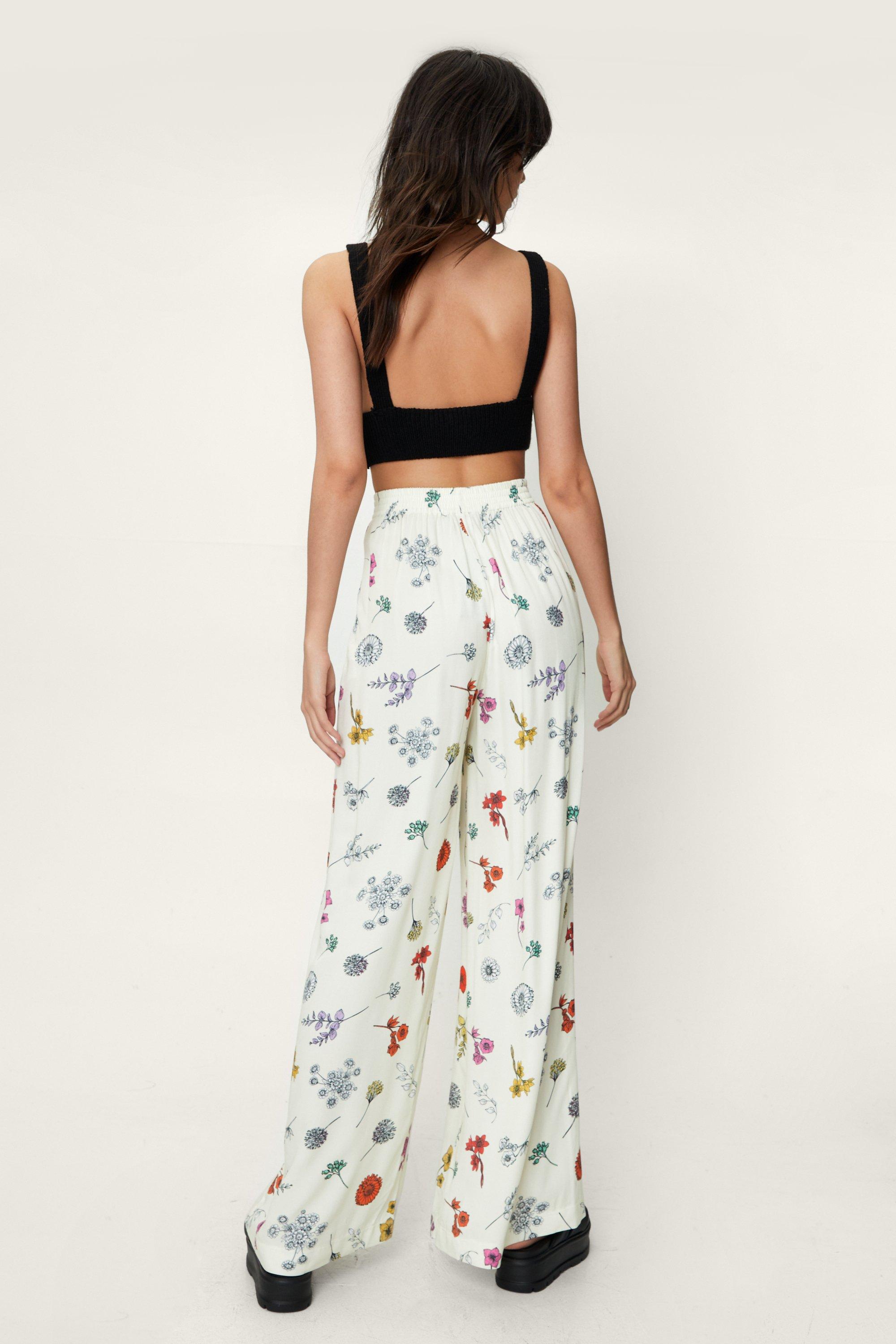 High-Waisted Floral Wide-Leg Pajama Pants