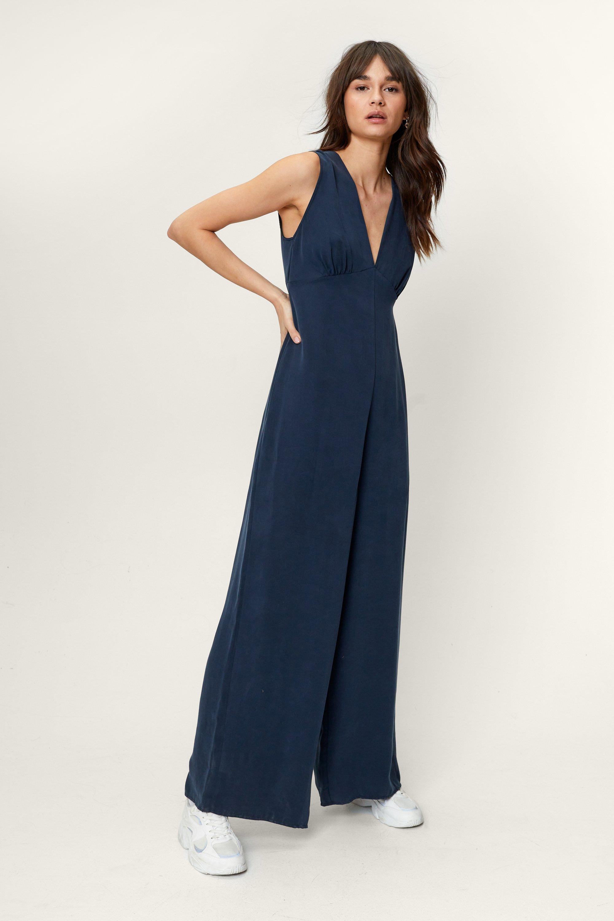 Modal blend cut-out long jumpsuit