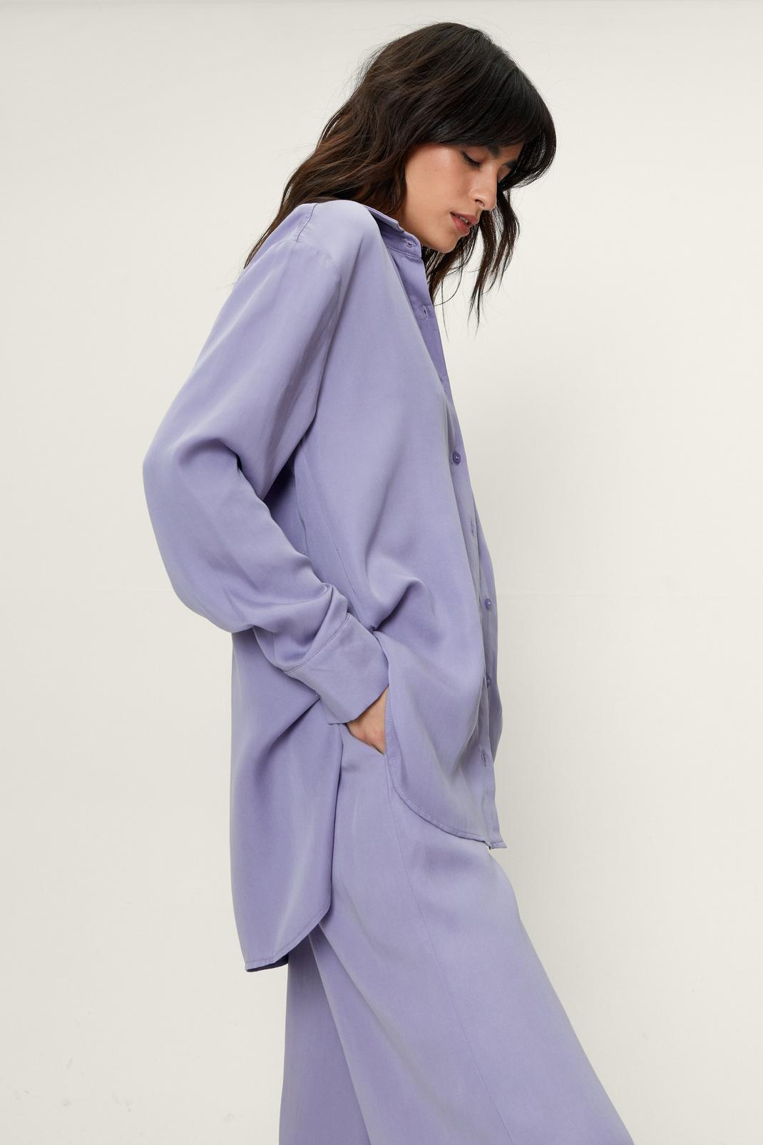 Lilac Longline Button Down Modal Shirt image number 1