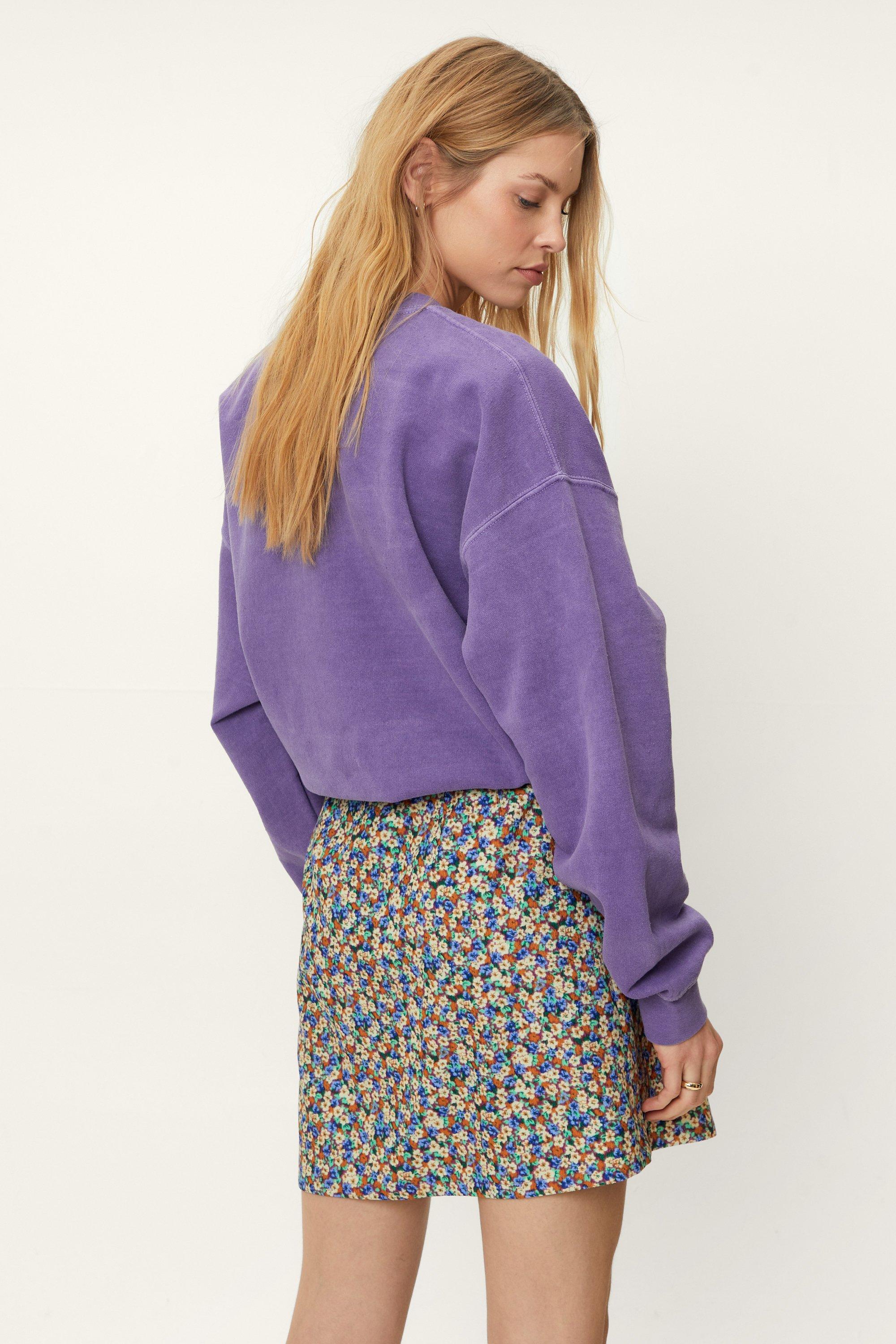 Floral corduroy mini skirt sale