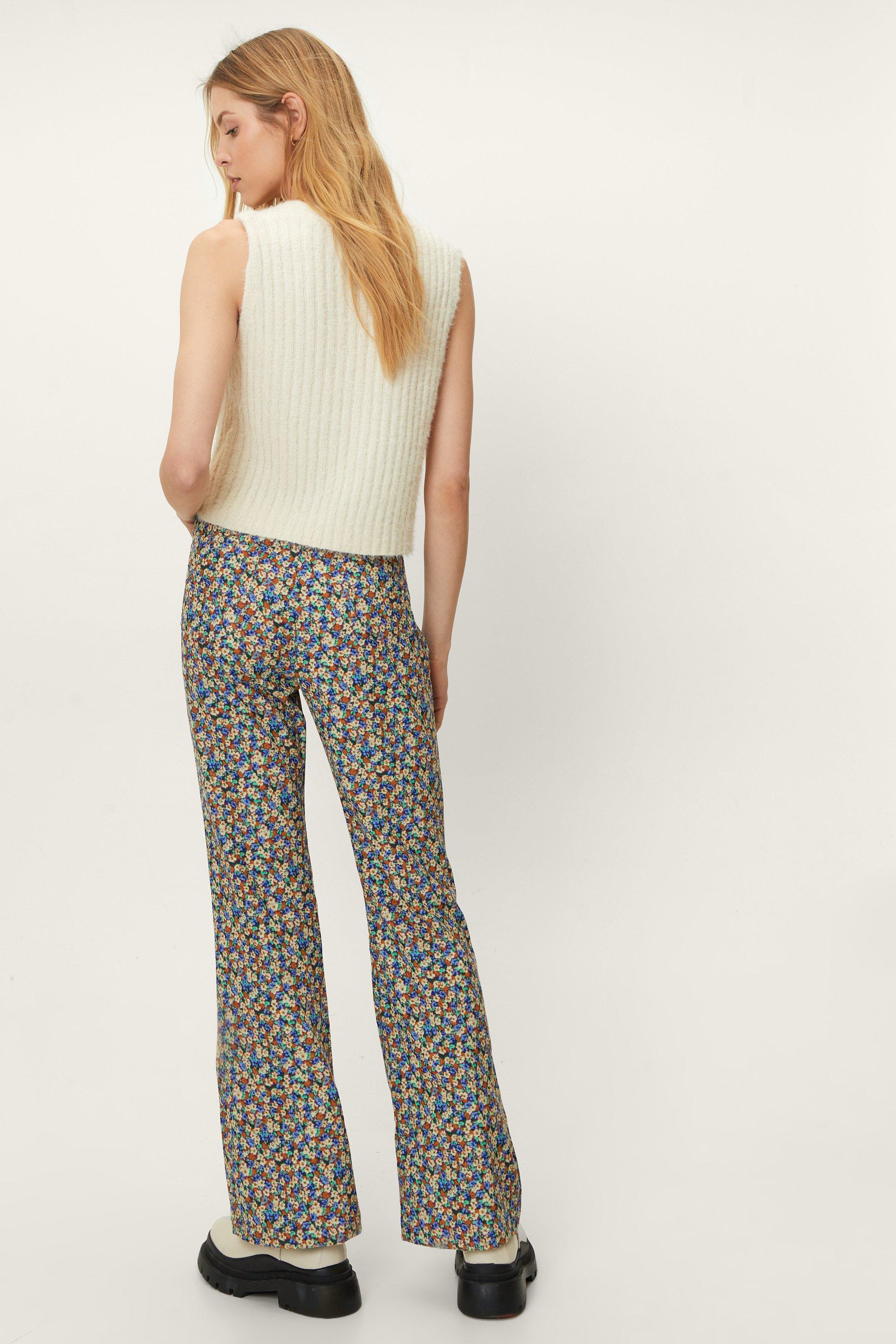 Patterned twill trousers - Cream/Butterflies - Ladies