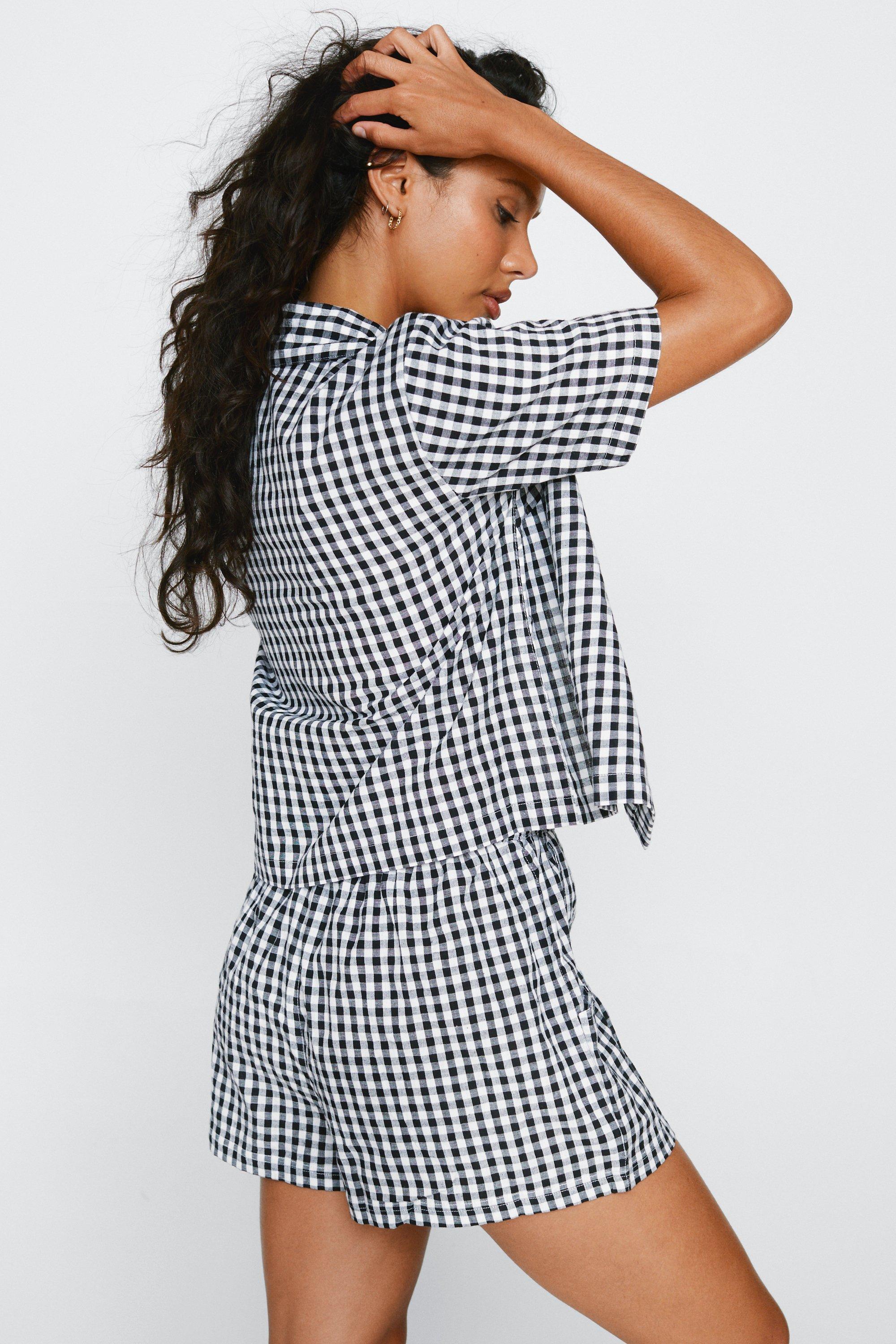 Gingham Pajama Shorts Set