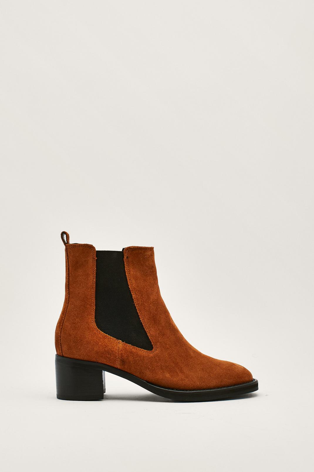 Tan Suede Heeled Chelsea Boots image number 1