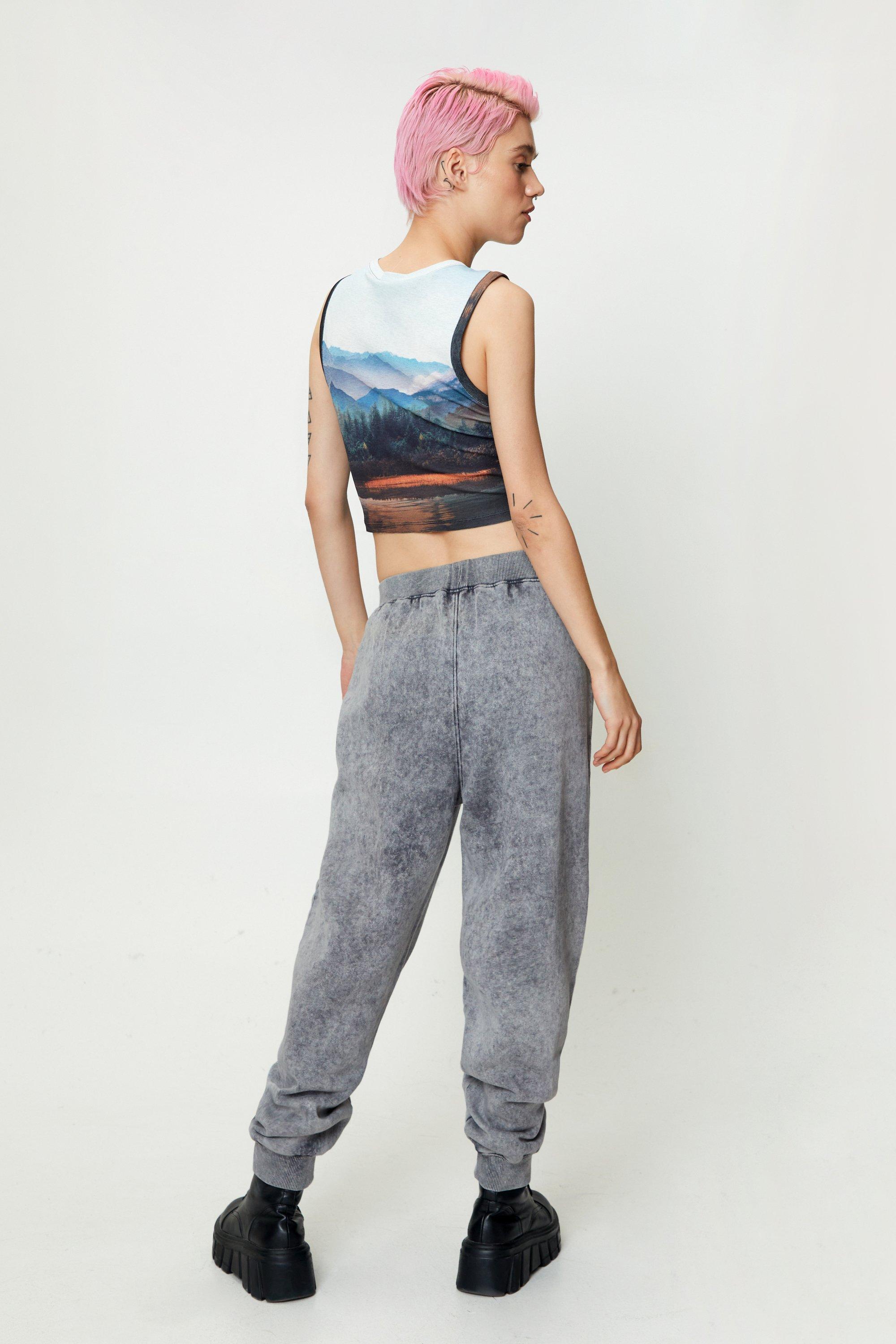 Overdyed Cuffed High Waisted Sweatpants Nasty Gal