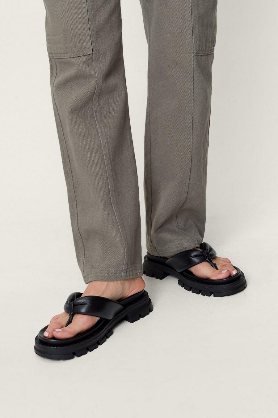 Leather Cleated Toe Thong Sandals
