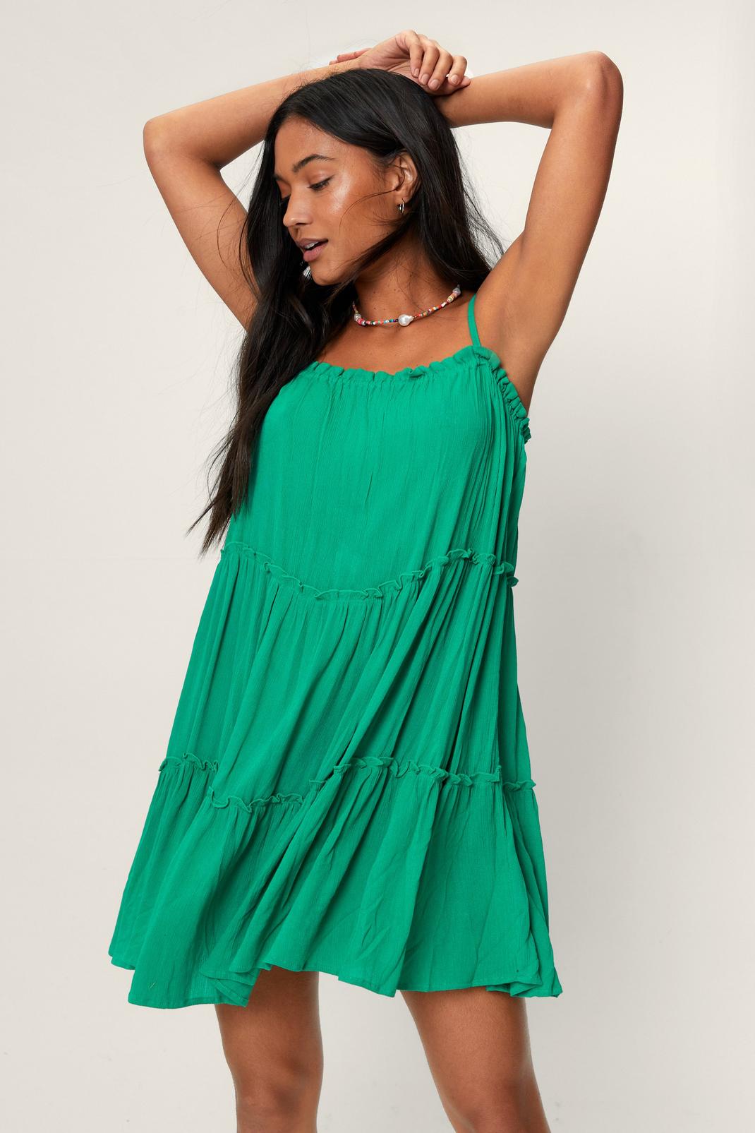 Mini robe plissée à volants, Green image number 1