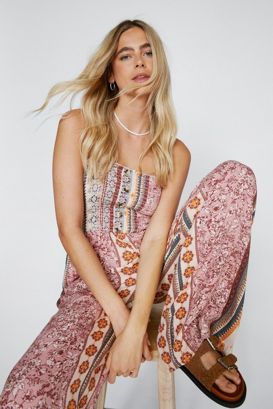 Crinkle Shirred Cover Up Jumpsuit