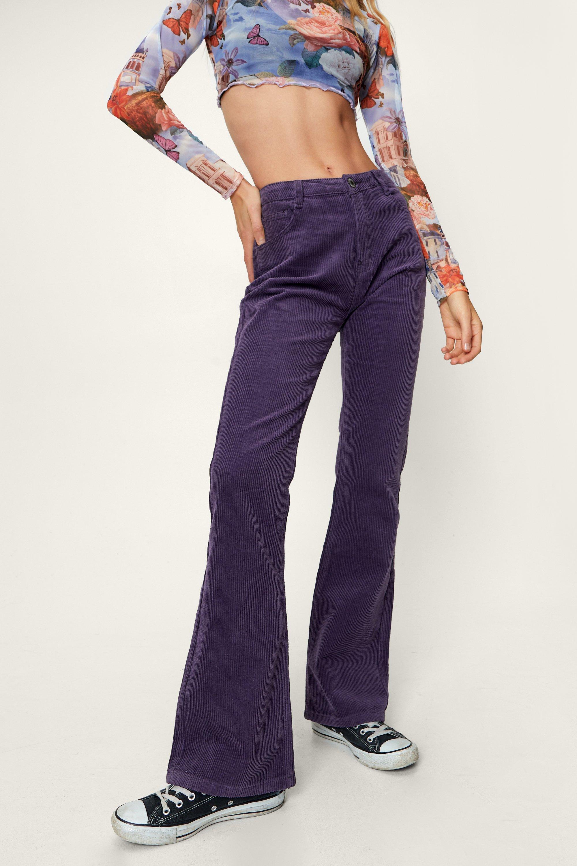 Purple corduroy flare sales pants