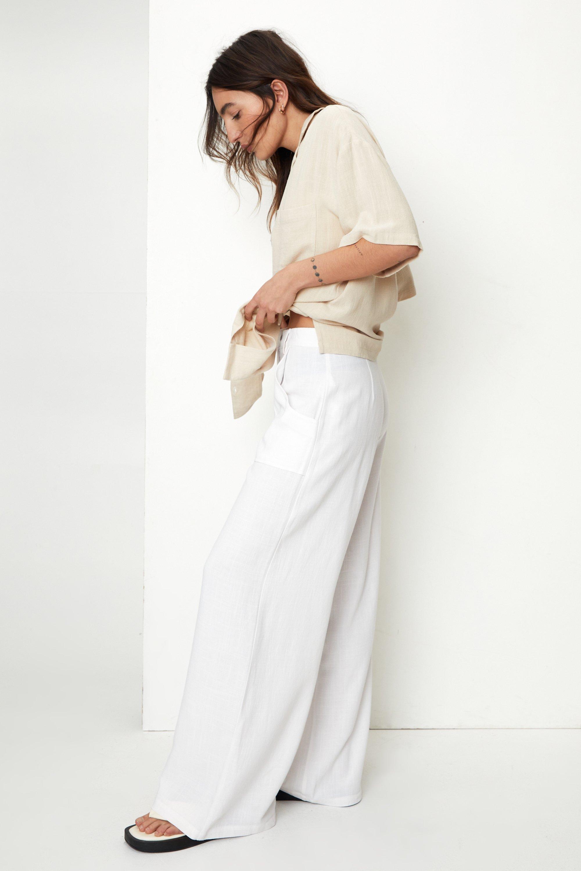 Petite Wide Leg Linen Pant