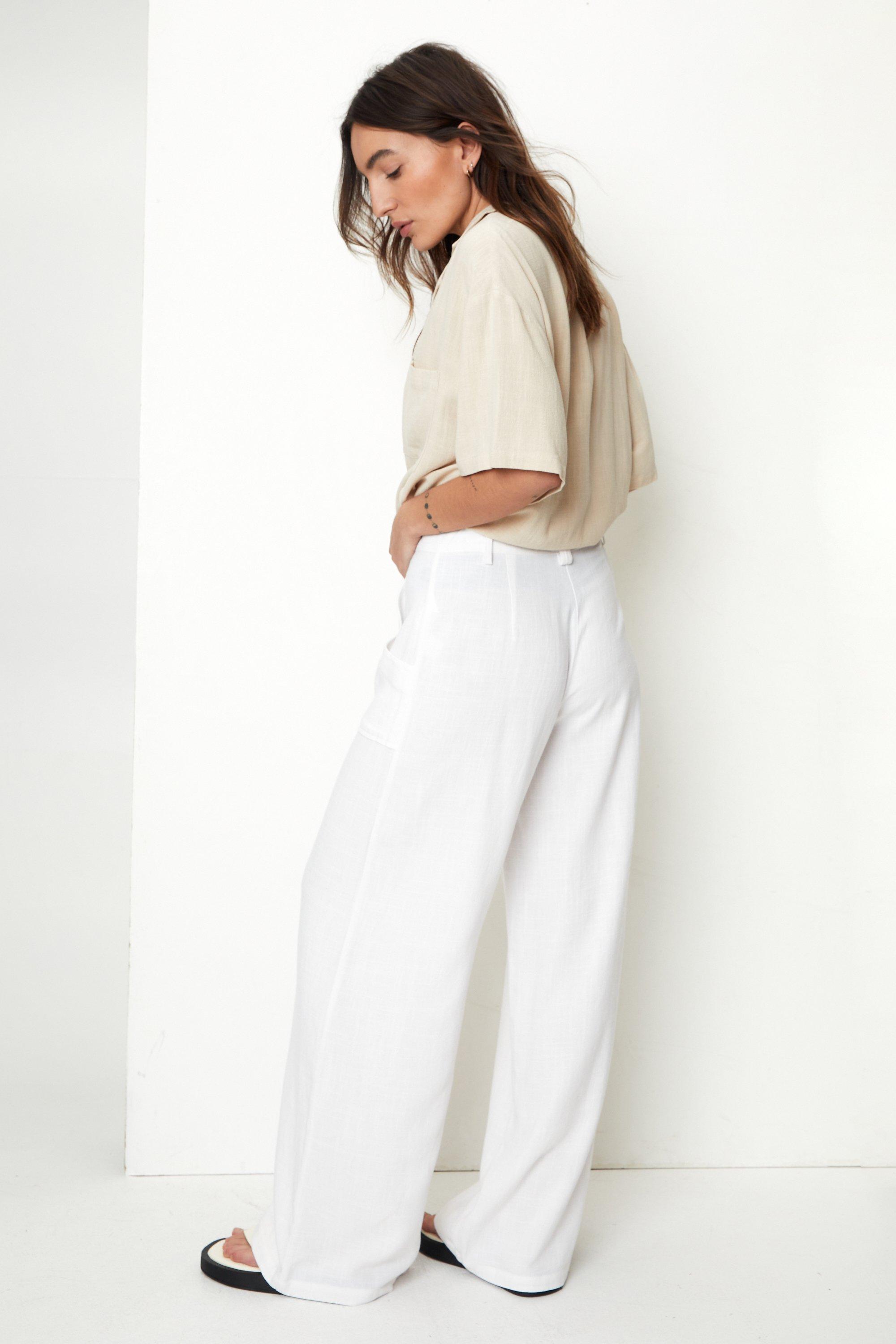 Petite linen hotsell wide leg pants