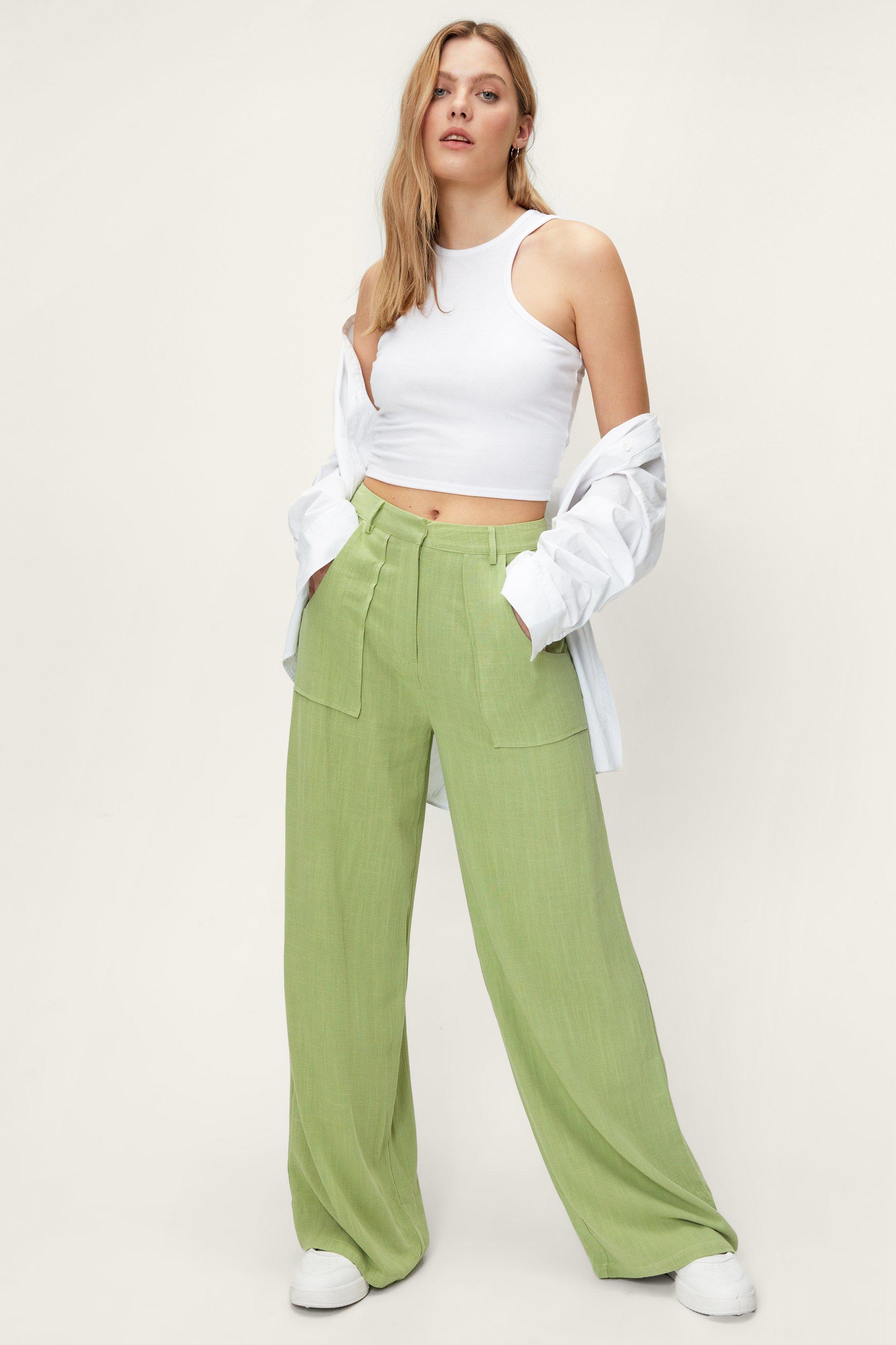 Mint green clearance wide leg trousers