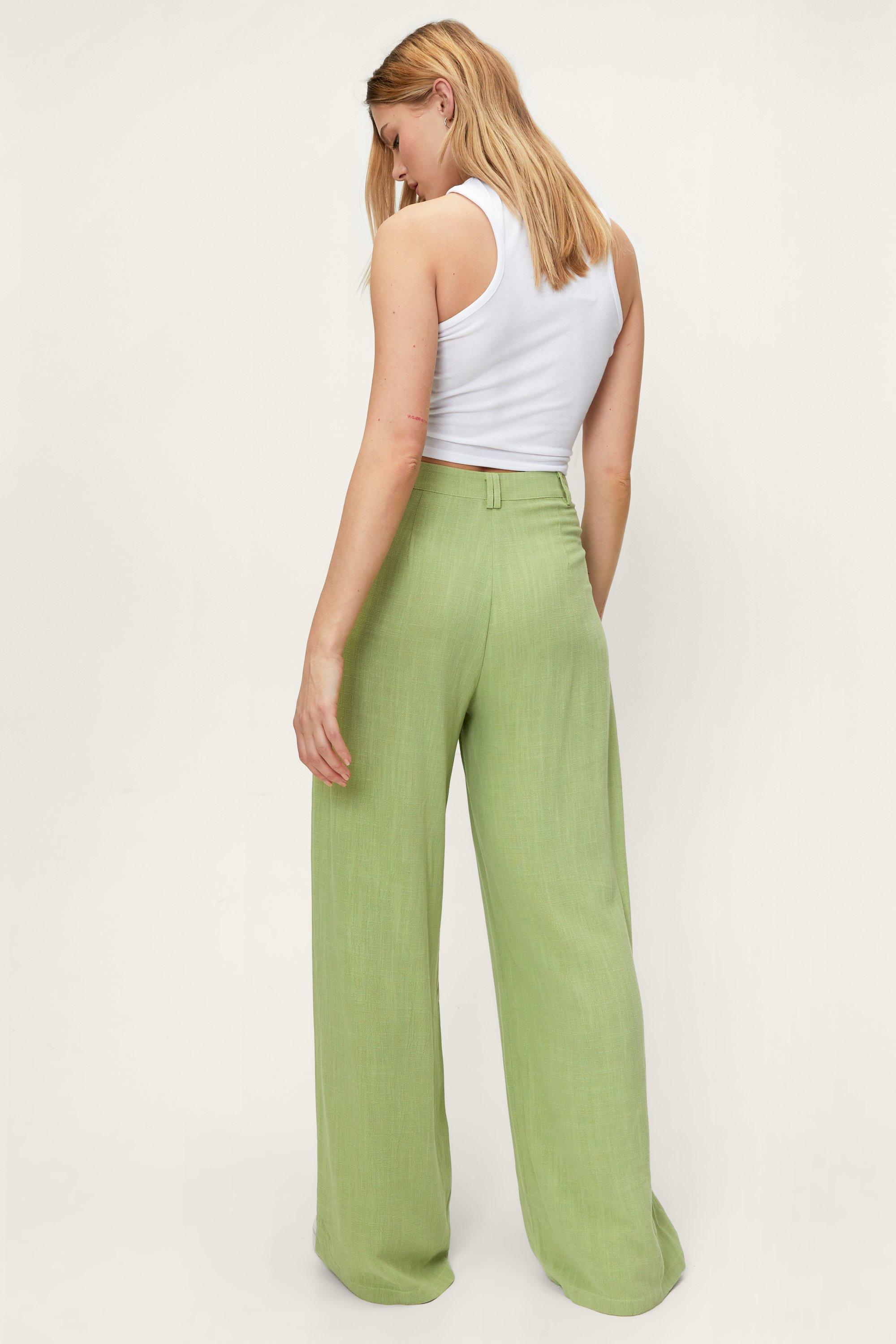 Satin Shimmer High Waisted Wide Leg Pants