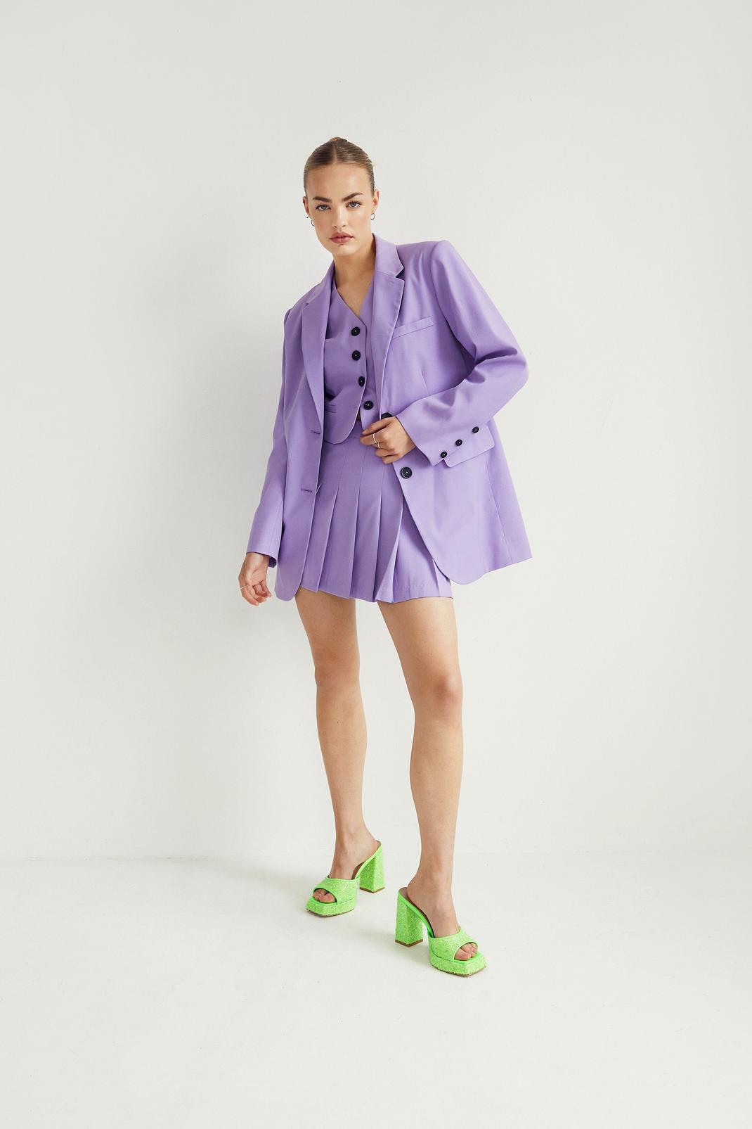 Lilac High Waisted Pleated Mini Tennis Skirt image number 1