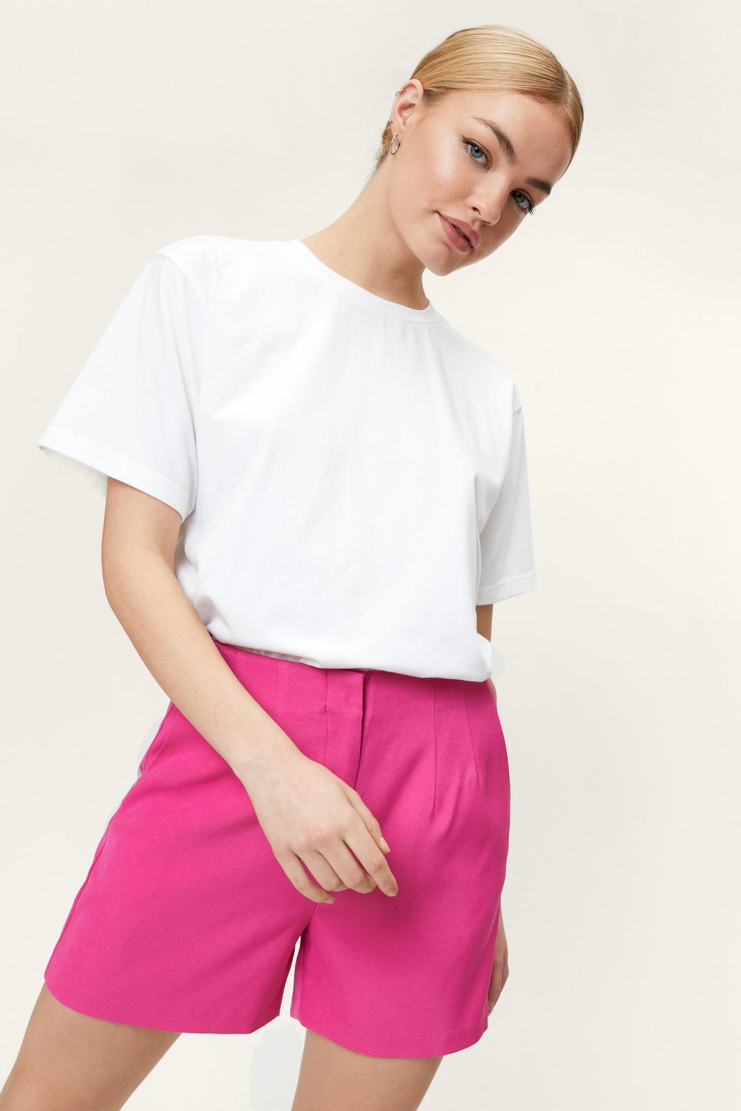 Pink Dart Detail Micro Tailored Shorts image number 1