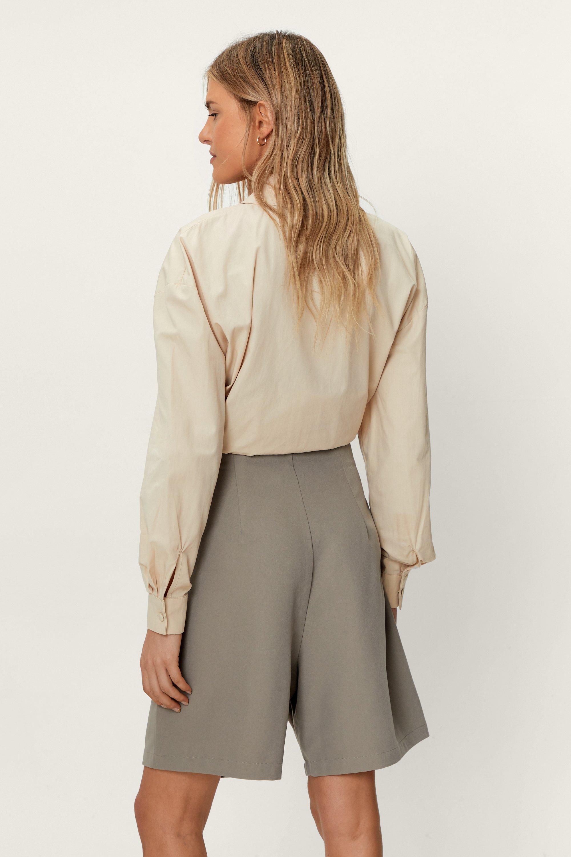 Taupe Tailored Long Line Shorts