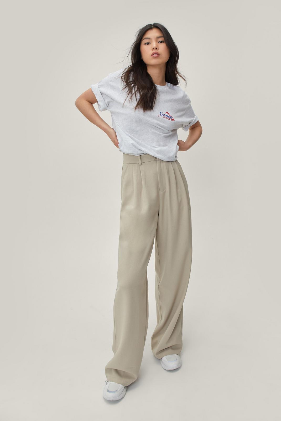 Camel Marled Pleated Front Wide Leg Pants image number 1