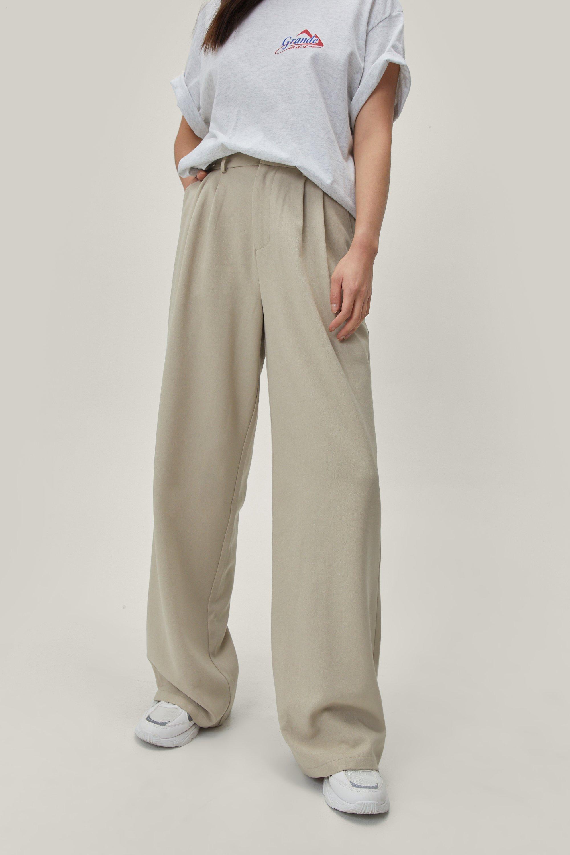 camel pleated trousers