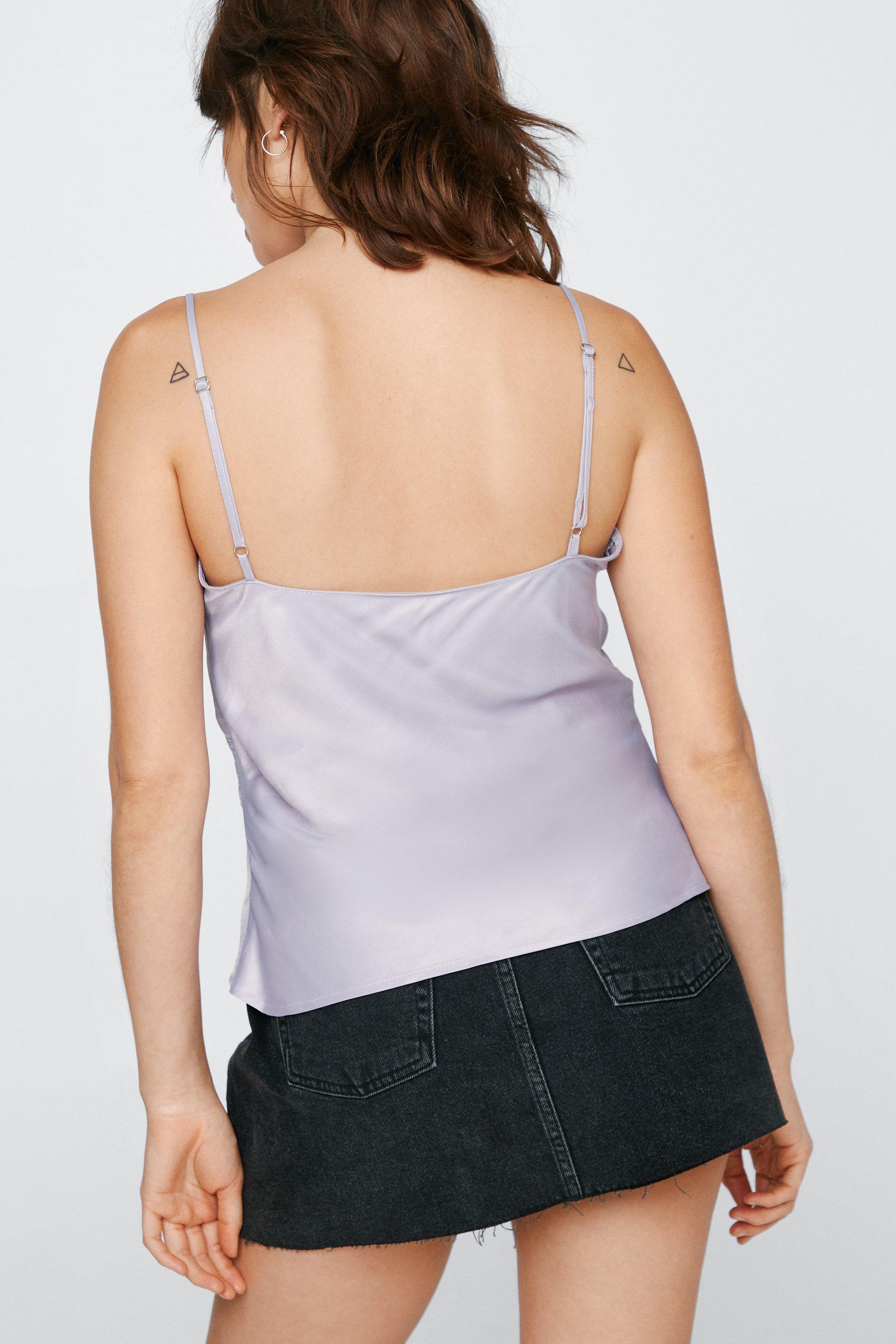 Satin Lace Insert Cami Top