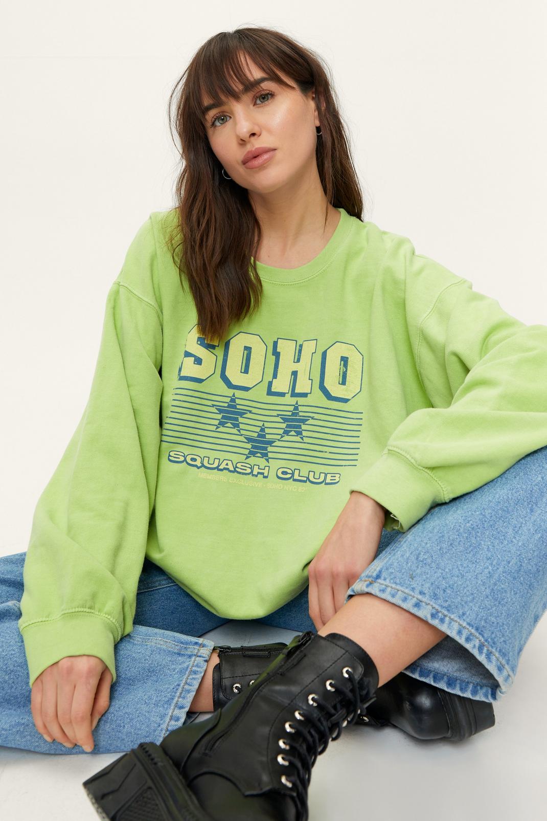Green Soho Squash Club Graphic Oversized Sweatshirt image number 1