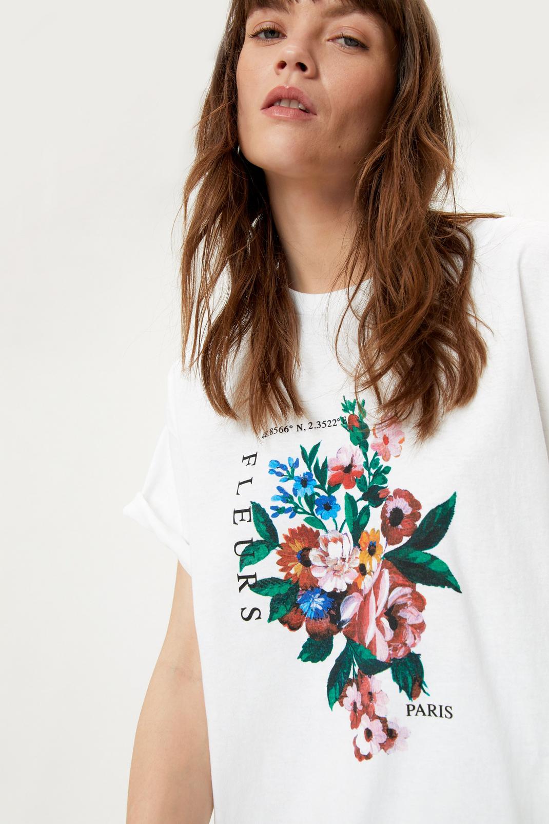 T-shirt graphique à fleurs, White image number 1
