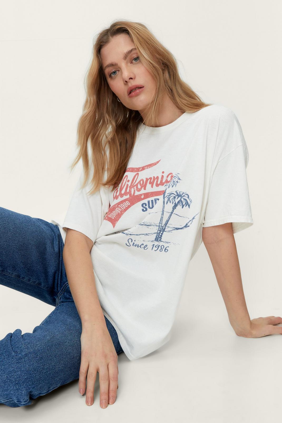 White California Surf Oversized Graphic T-Shirt image number 1