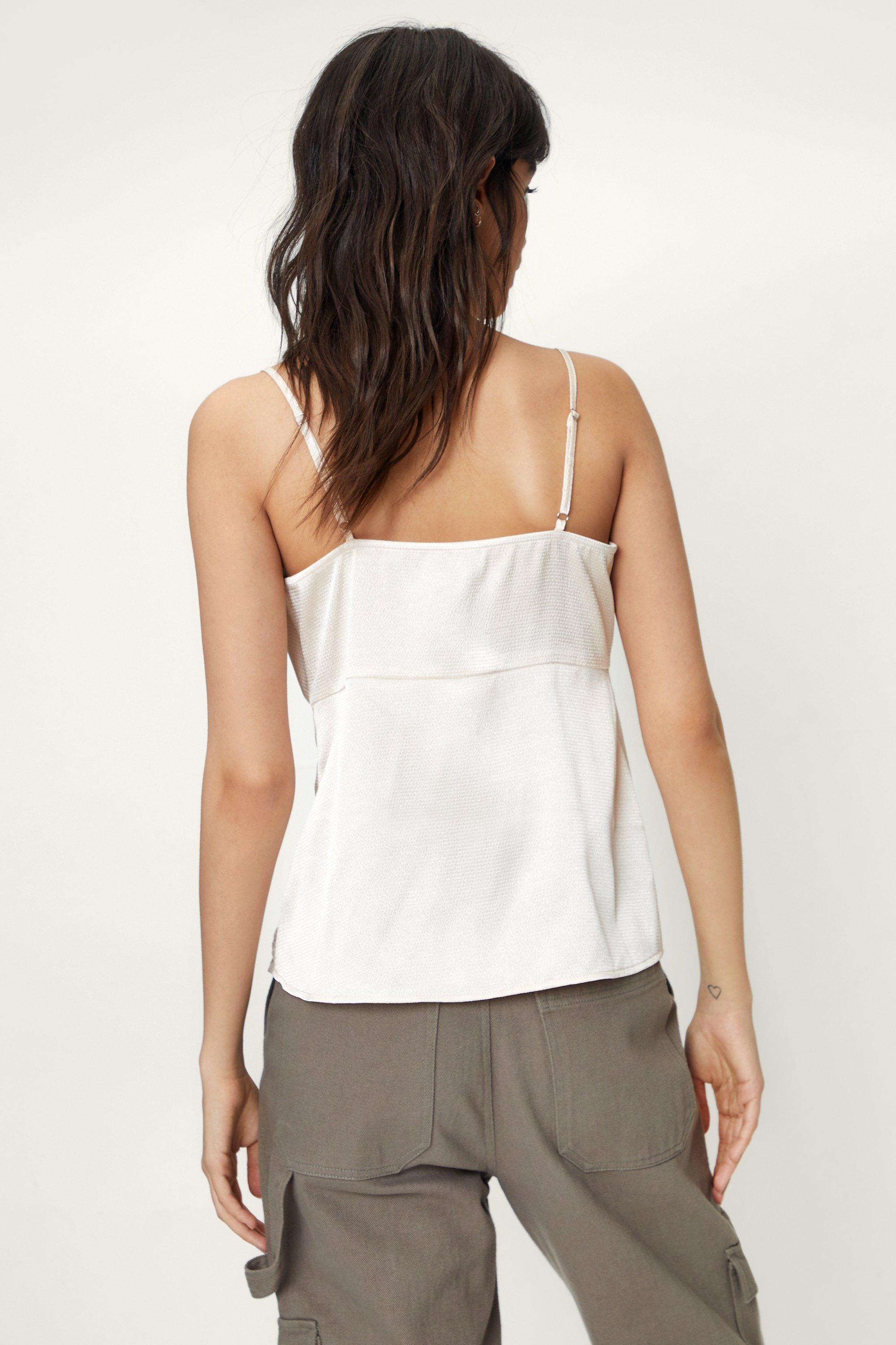 Strappy Lace Insert Satin Cami Top