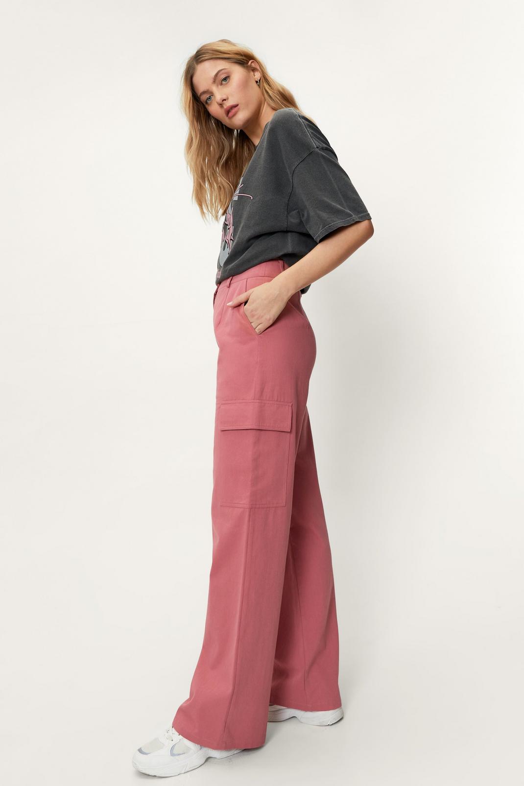 Rose Twill Wide Leg Cargo Pants image number 1