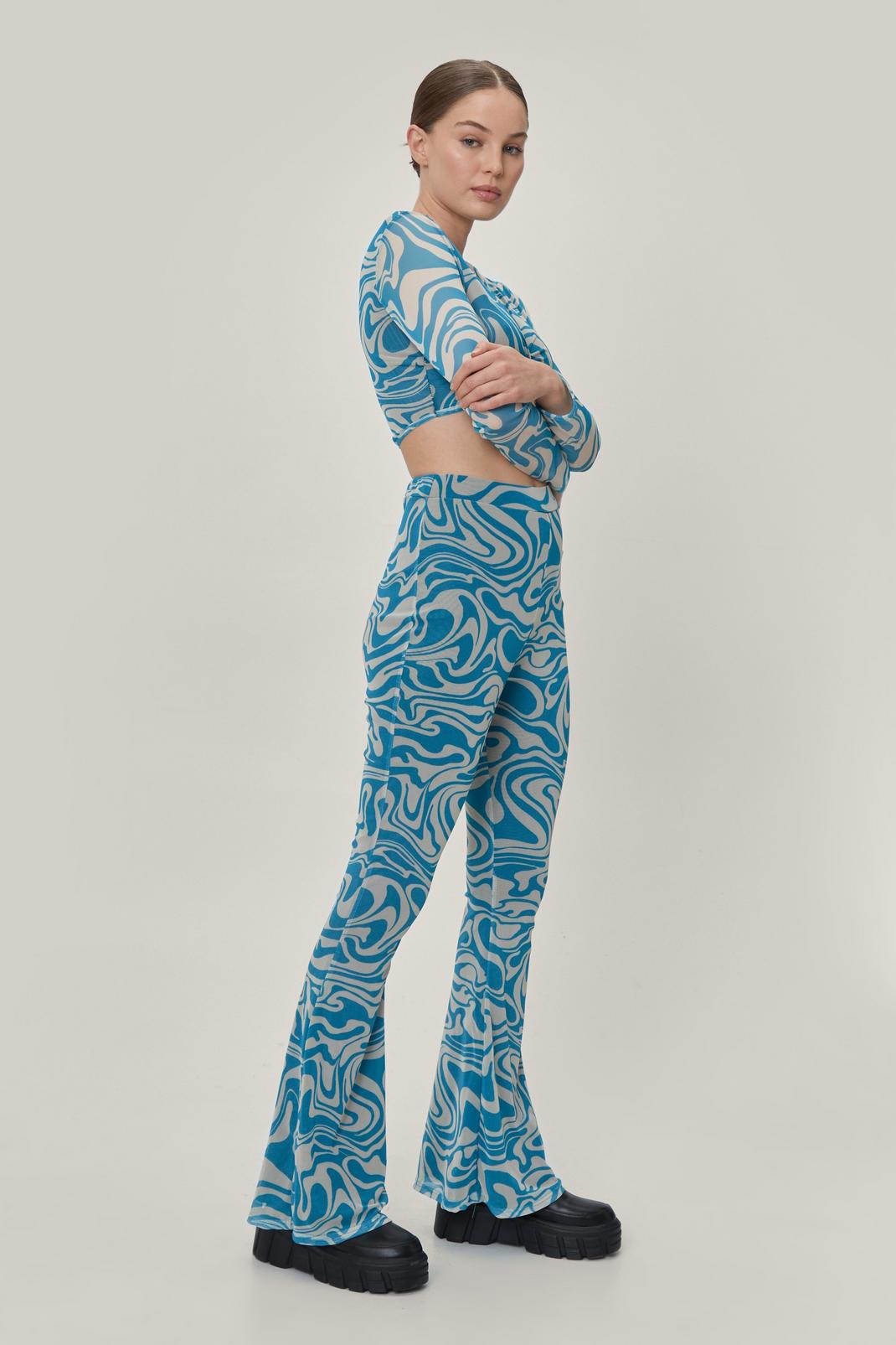 106 Fit and Flare Mesh Printed Trousers image number 2