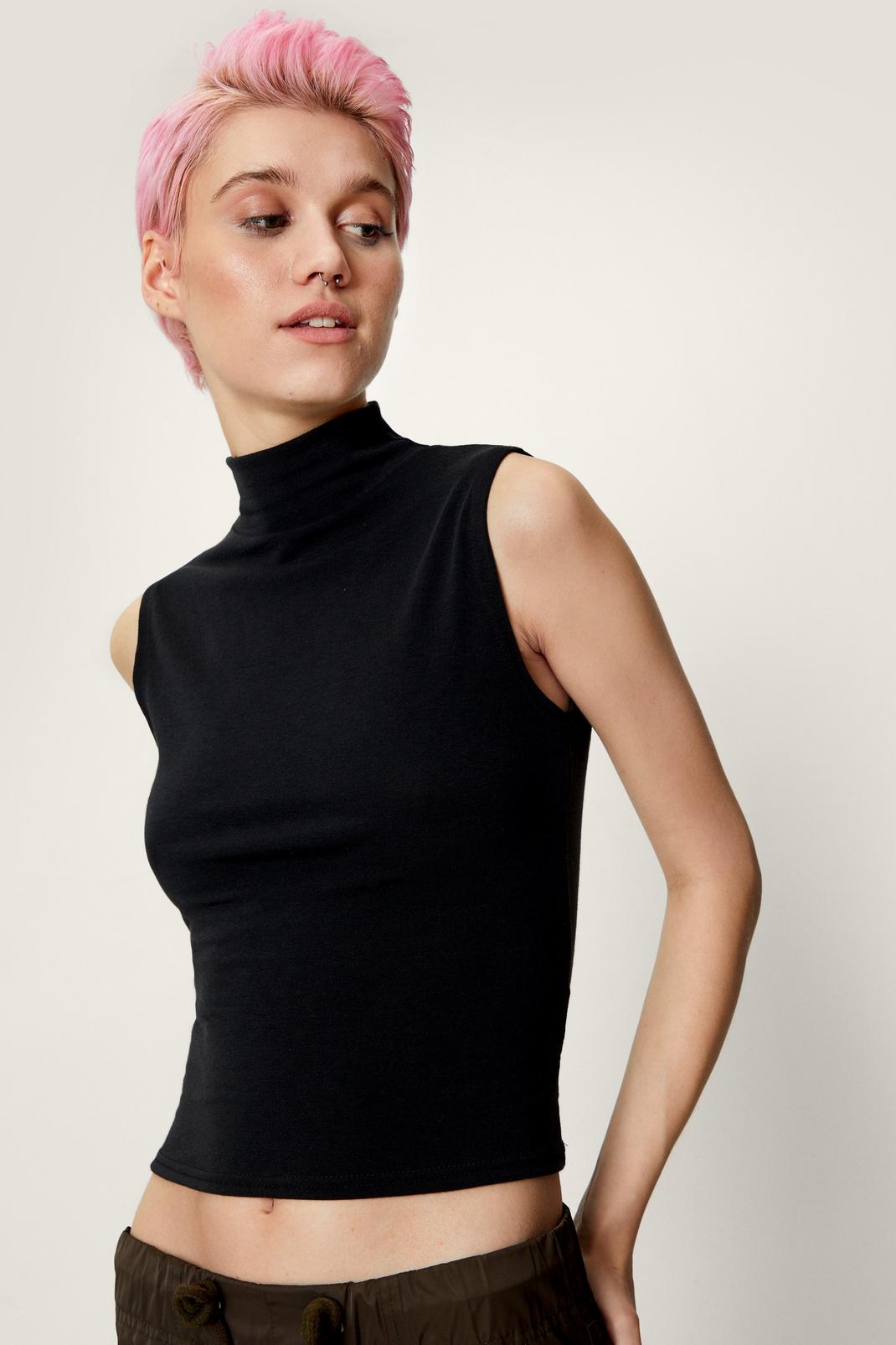 Funnel Neck Sleeveless Top image number 1