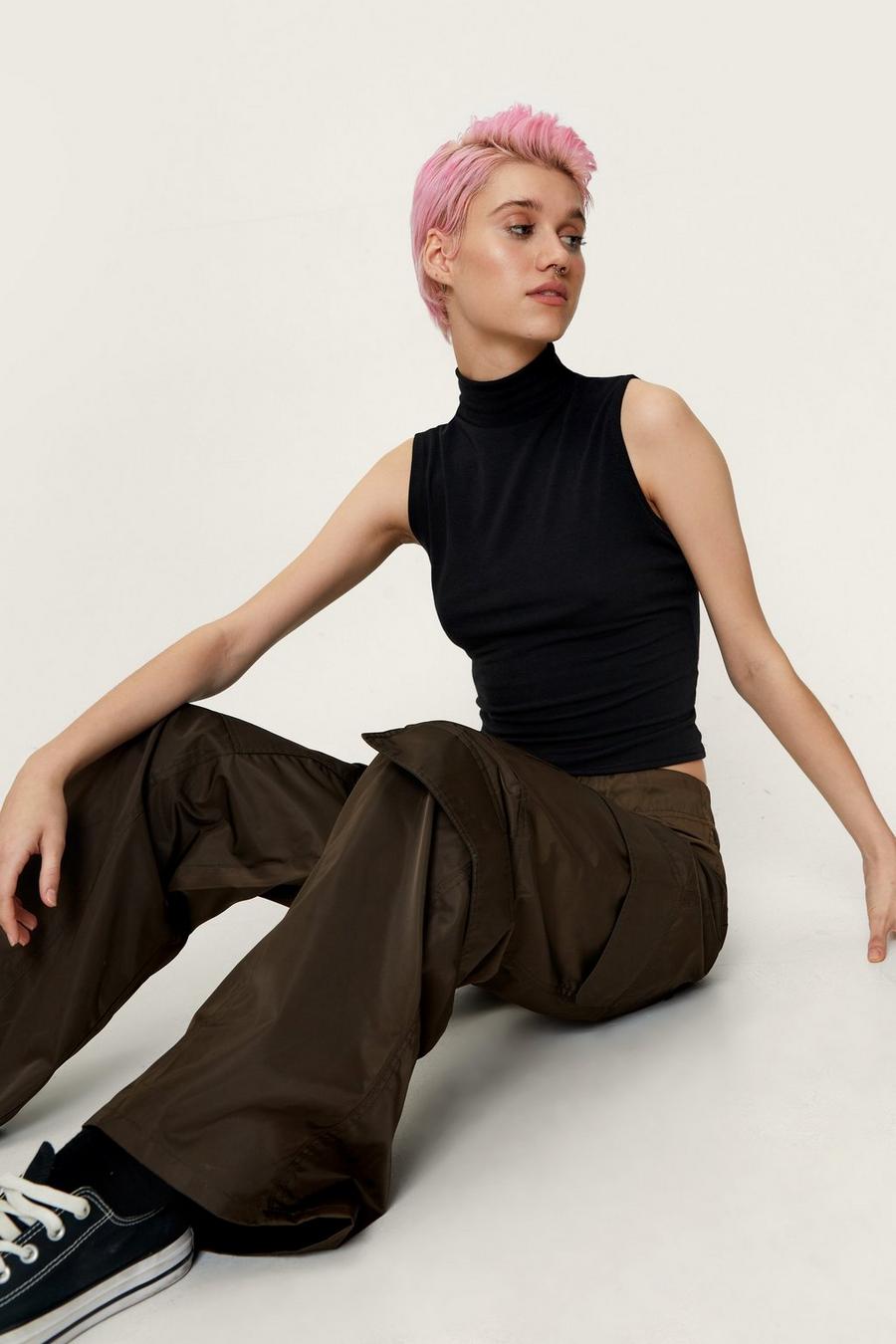 Recycled Funnel Neck Sleeveless Top