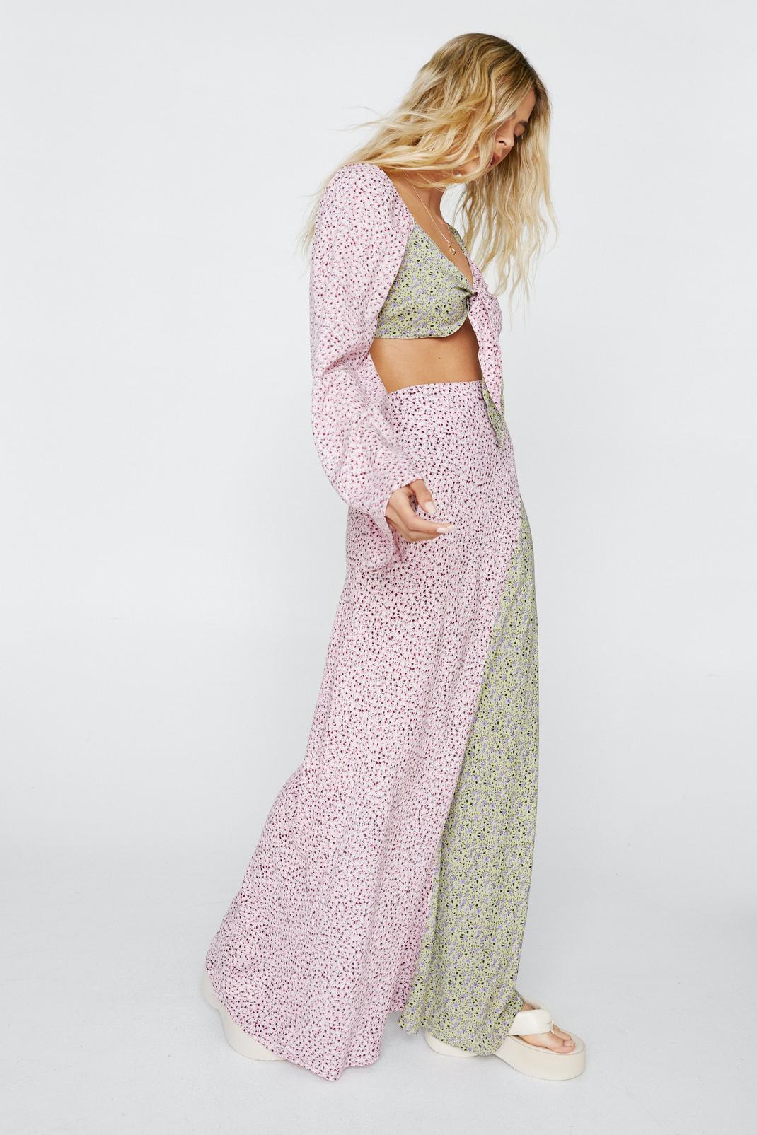 Ditsy Floral Printed Mixed Maxi Skirt image number 1