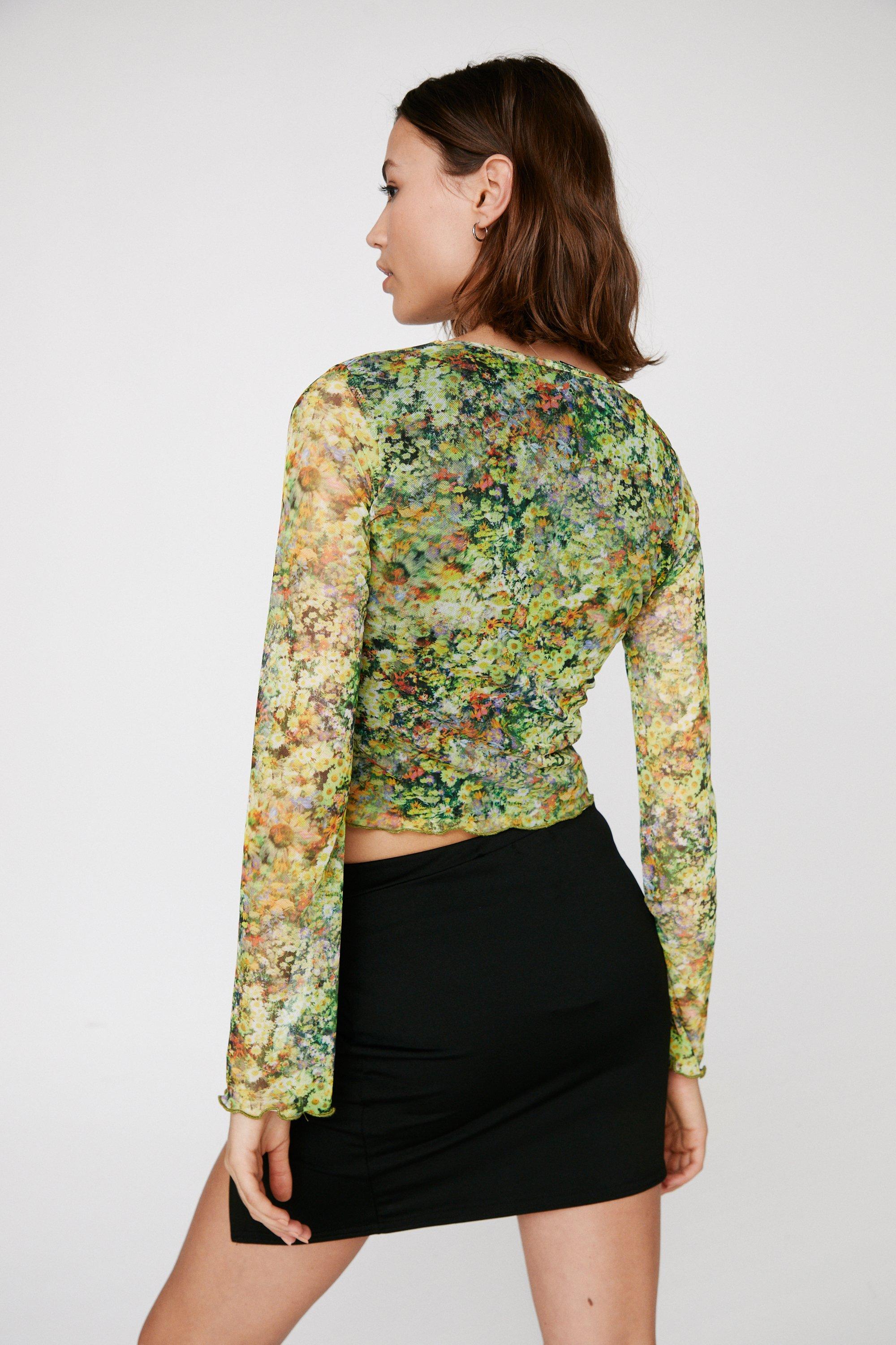 Floral mesh blouse online