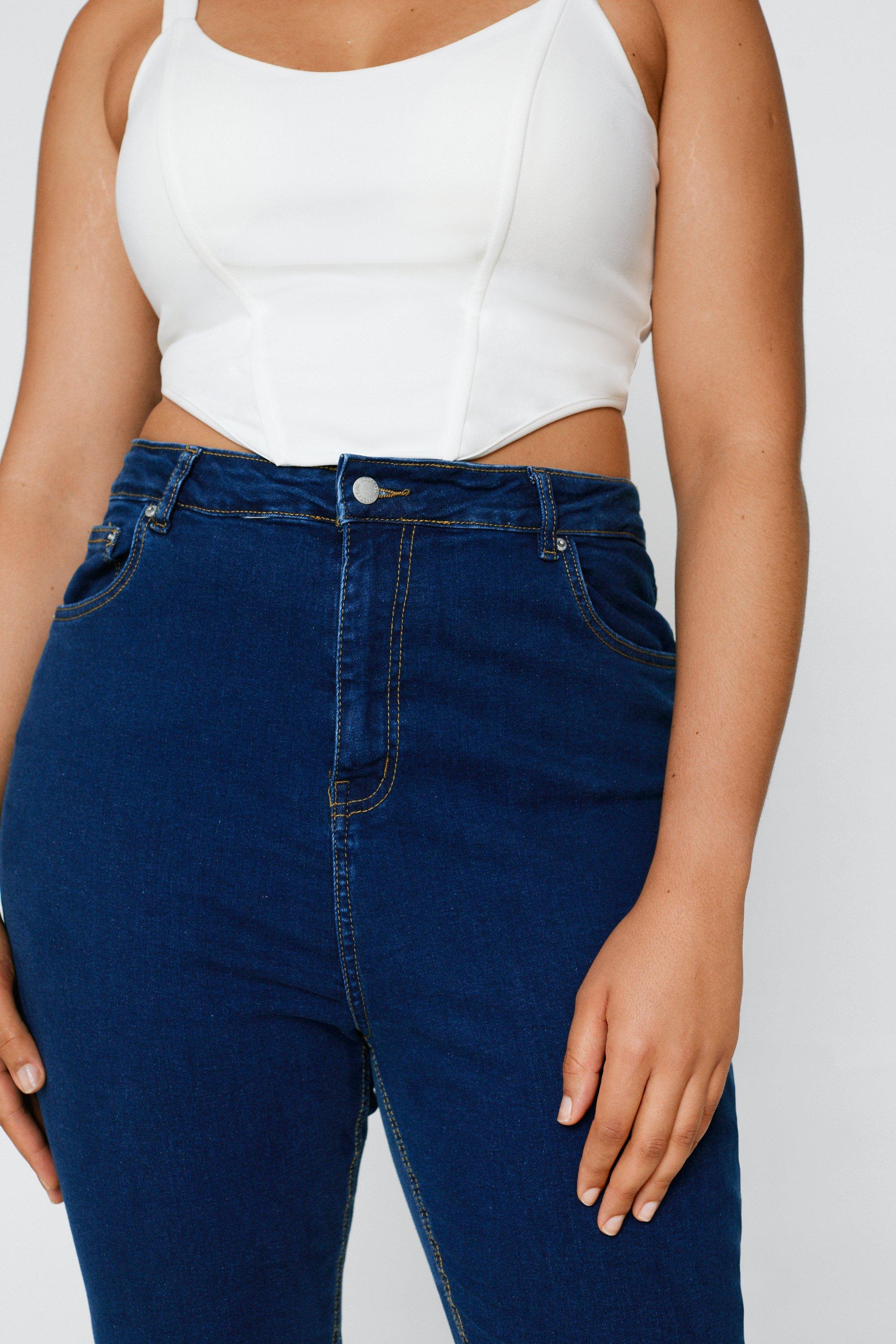 High waisted jeans and crop top store plus size