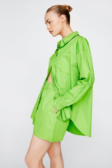 Green Poplin Oversized Button Down Shirt